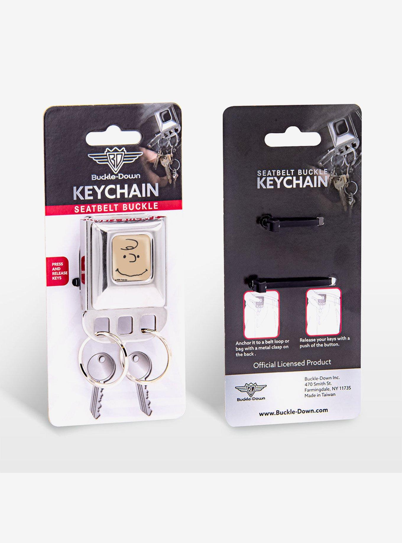 Peanuts Charlie Face Close Up Seatbelt Buckle Keychain, , alternate