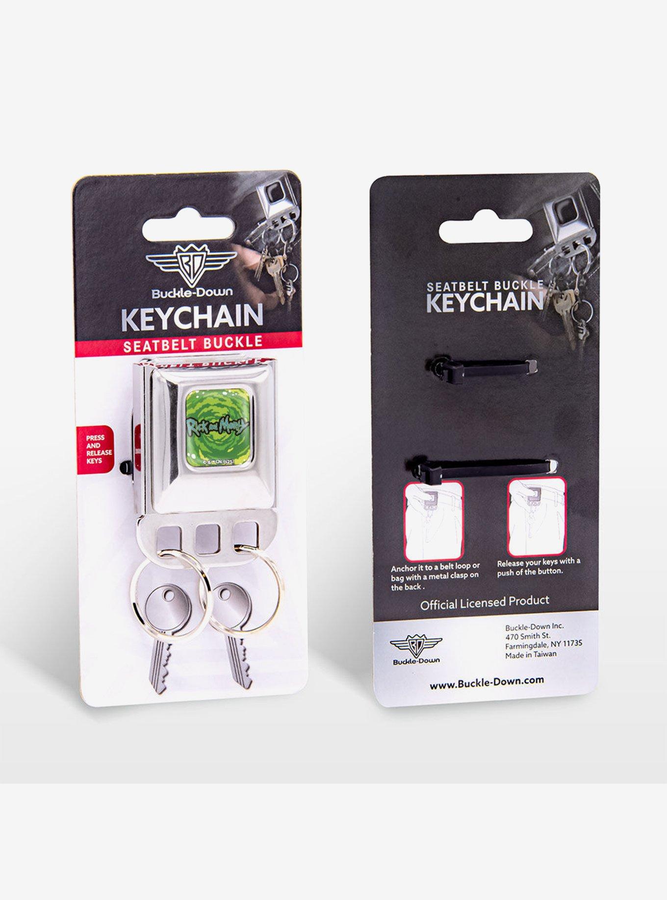 Rick and Morty Title Logo Seatbelt Buckle Keychain, , alternate