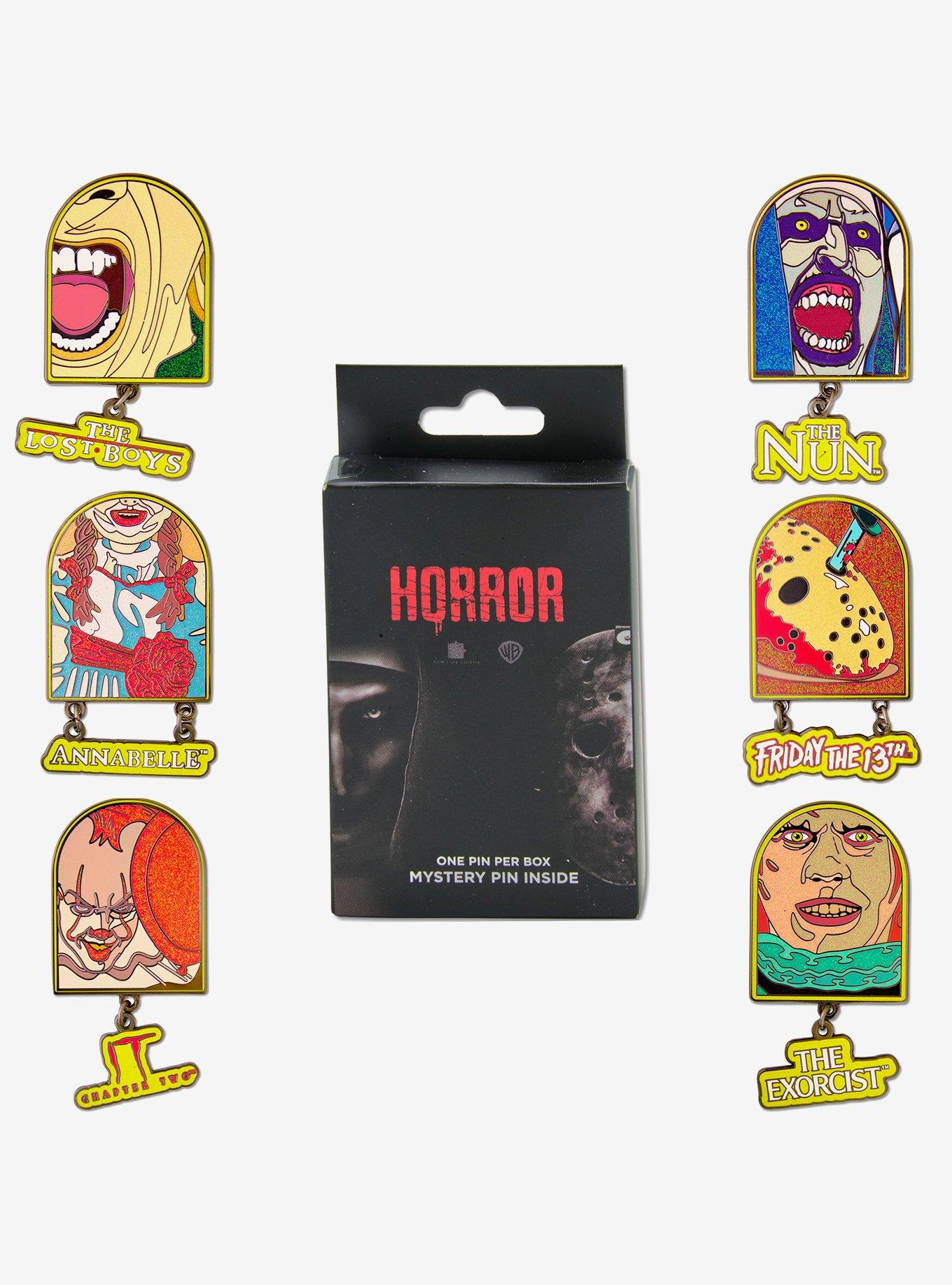 Warner Horror Movie Title Logos Mystery Enamel Pin Blind Box Series 2 Pack, , hi-res