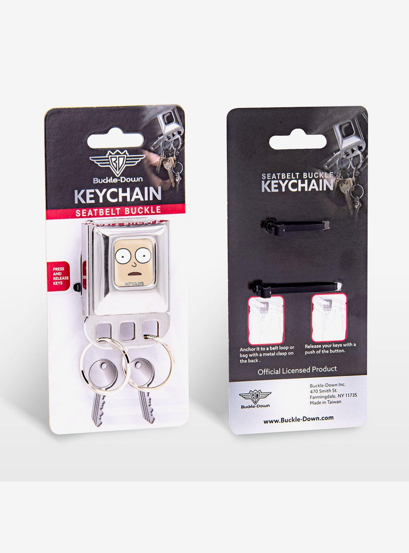 Rick and Morty Face Close Up Full Color Seatbelt Buckle Keychain, , alternate