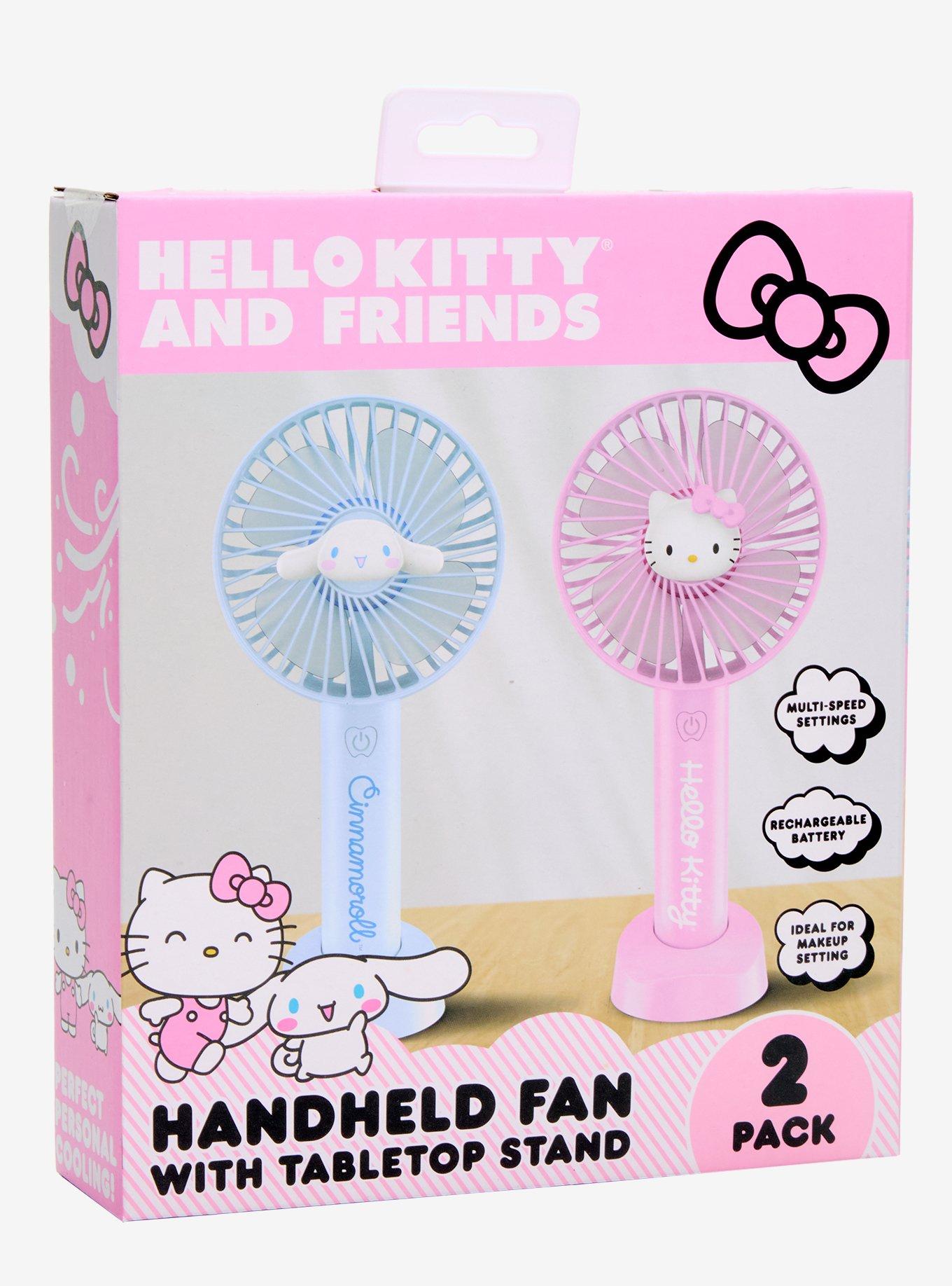 Hello Kitty & Cinnamoroll Handheld Fan With Stand Set, , alternate