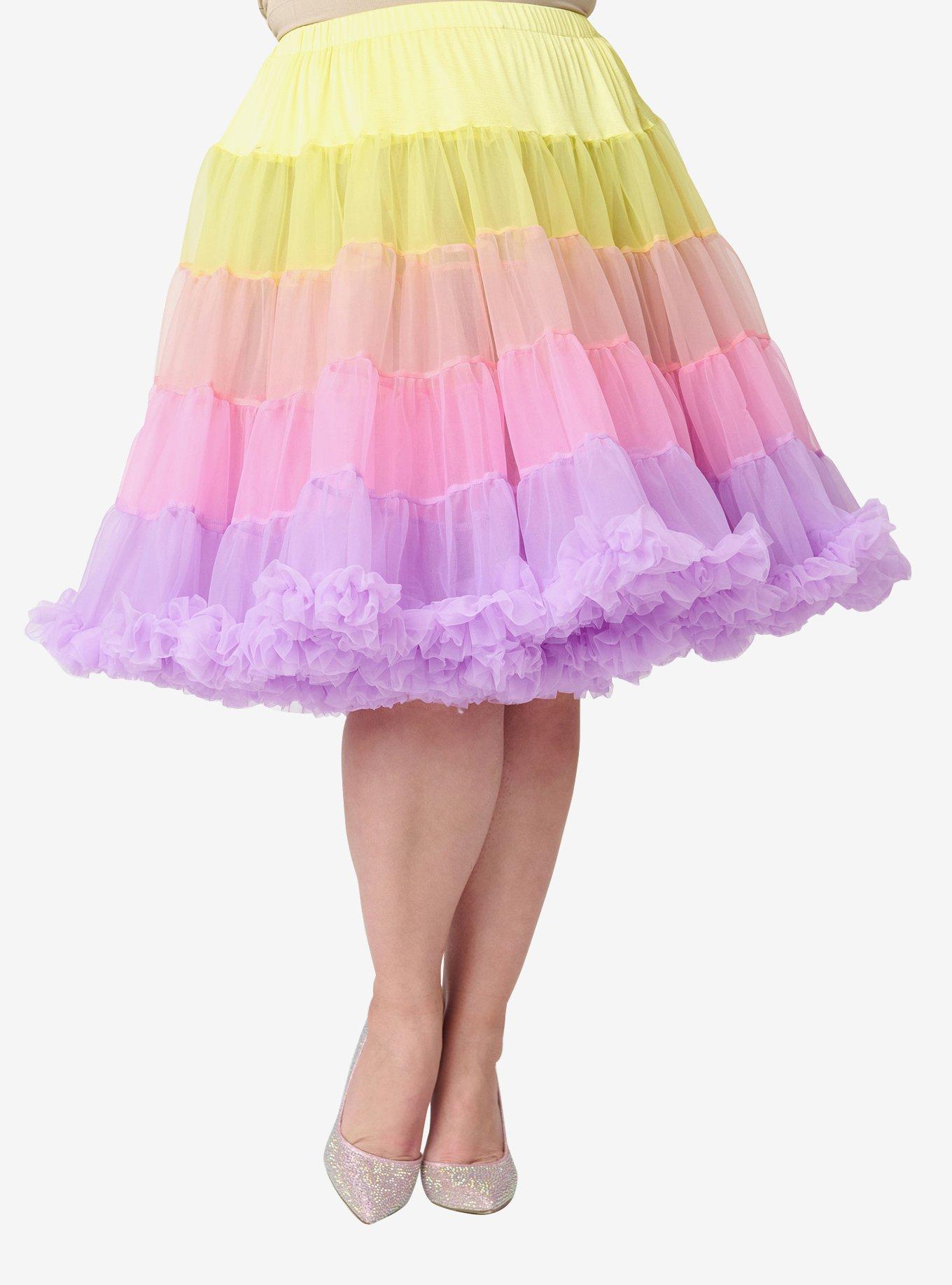 Unique Vintage Sunset Ombre Ruffled Petticoat Crinoline, , hi-res