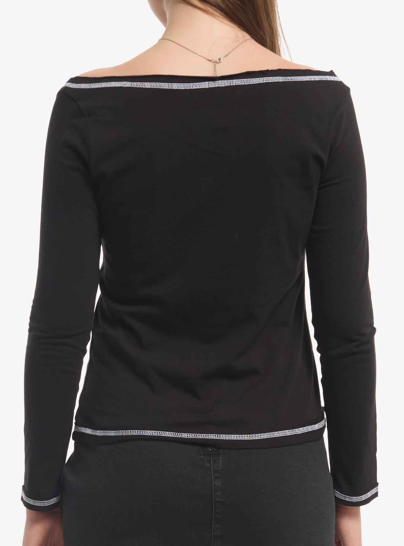 Metallica One Girls Off-Shoulder Long-Sleeve Top, BLACK, alternate - view 3