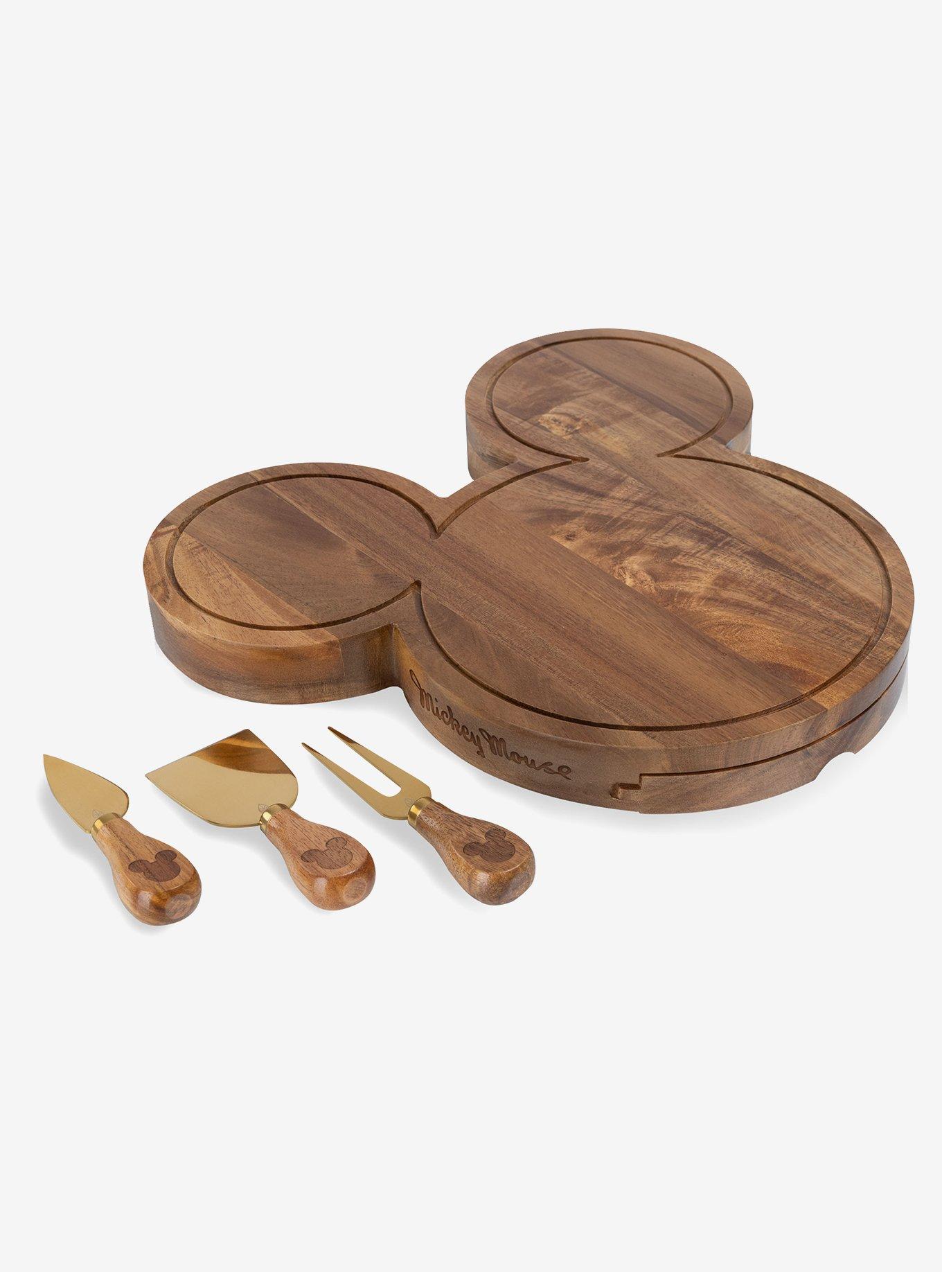 Disney Mickey Mouse Head Shaped Acacia Cheese Board with Tools