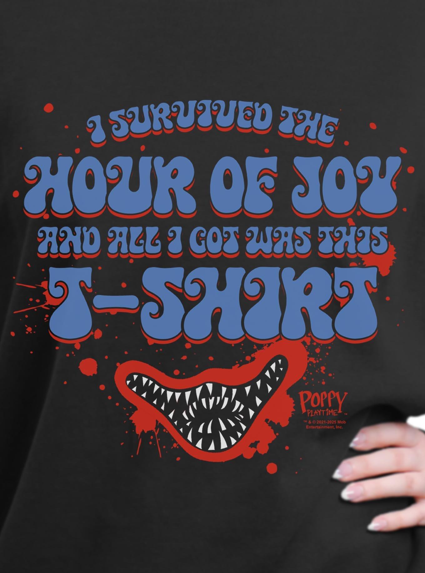 Poppy Playtime I Survived The Hour Of Joy Womens Oversized Sweatshirt, BLACK, alternate