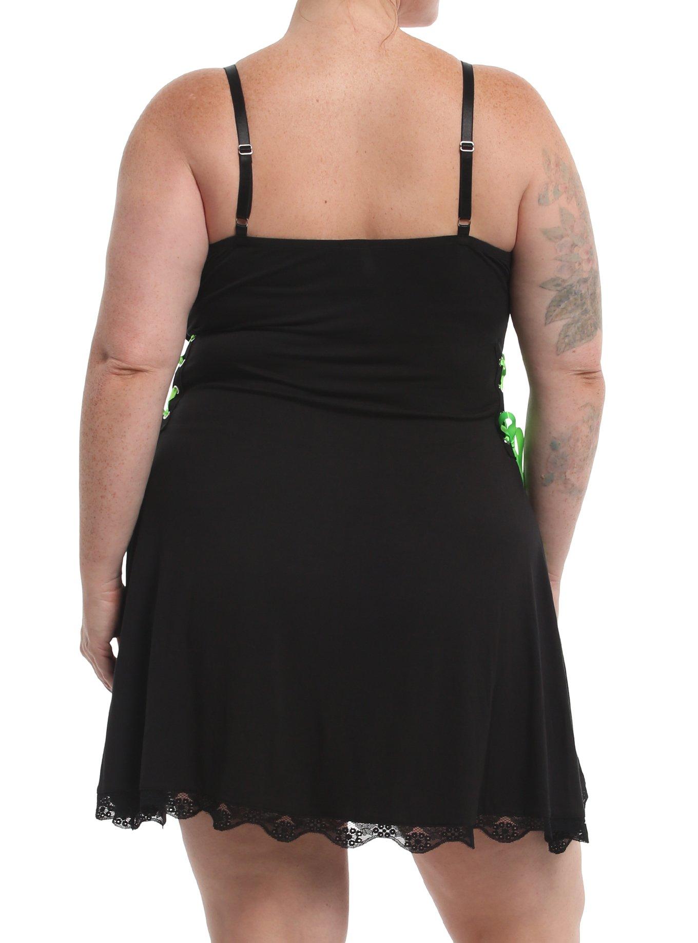 Universal Monsters Frankenstein Cami Dress Plus Size, GREEN, alternate - view 3
