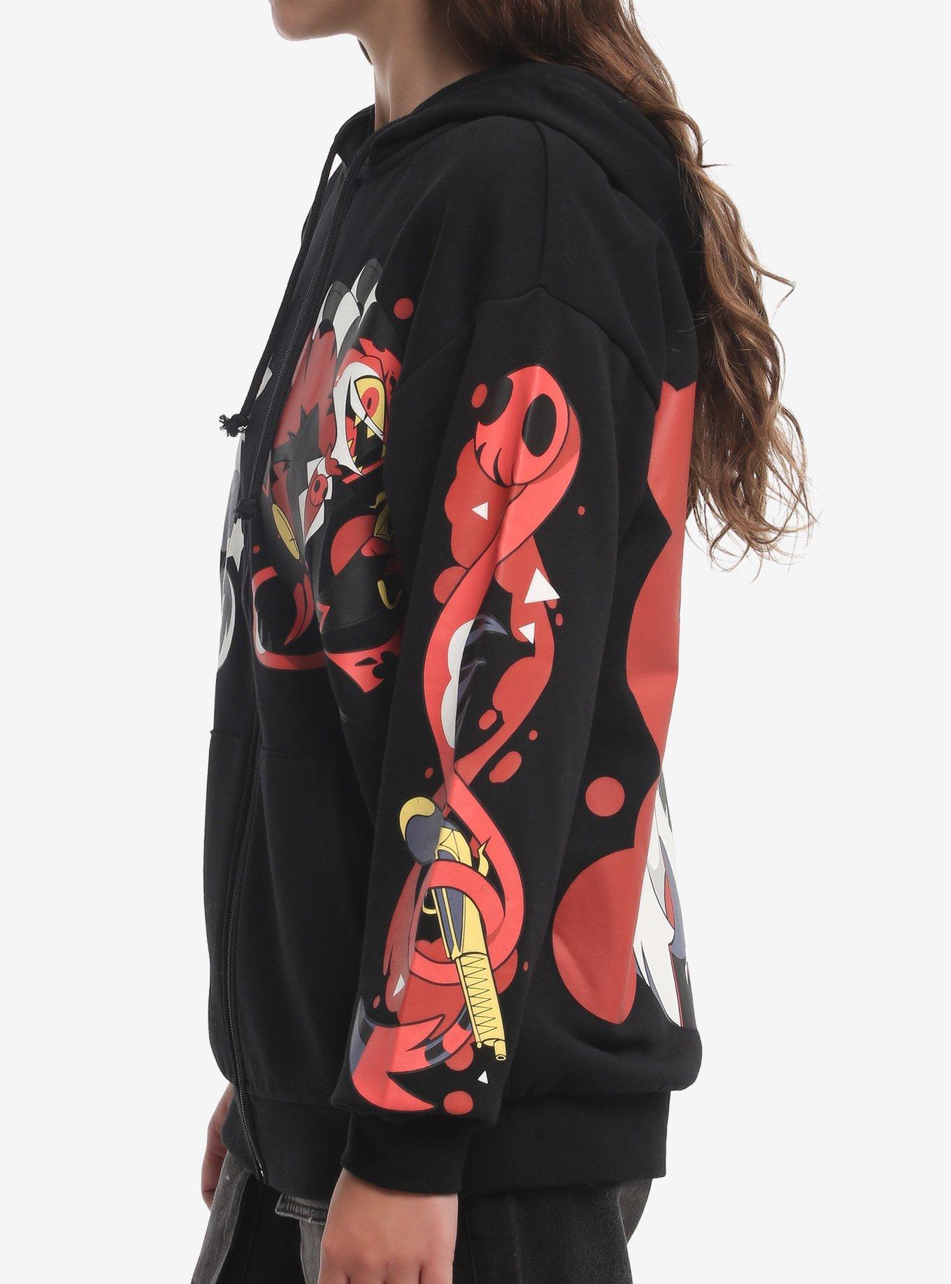 Helluva Boss Loona & Blitz Split Girls Hoodie, BLACK, alternate - view 4