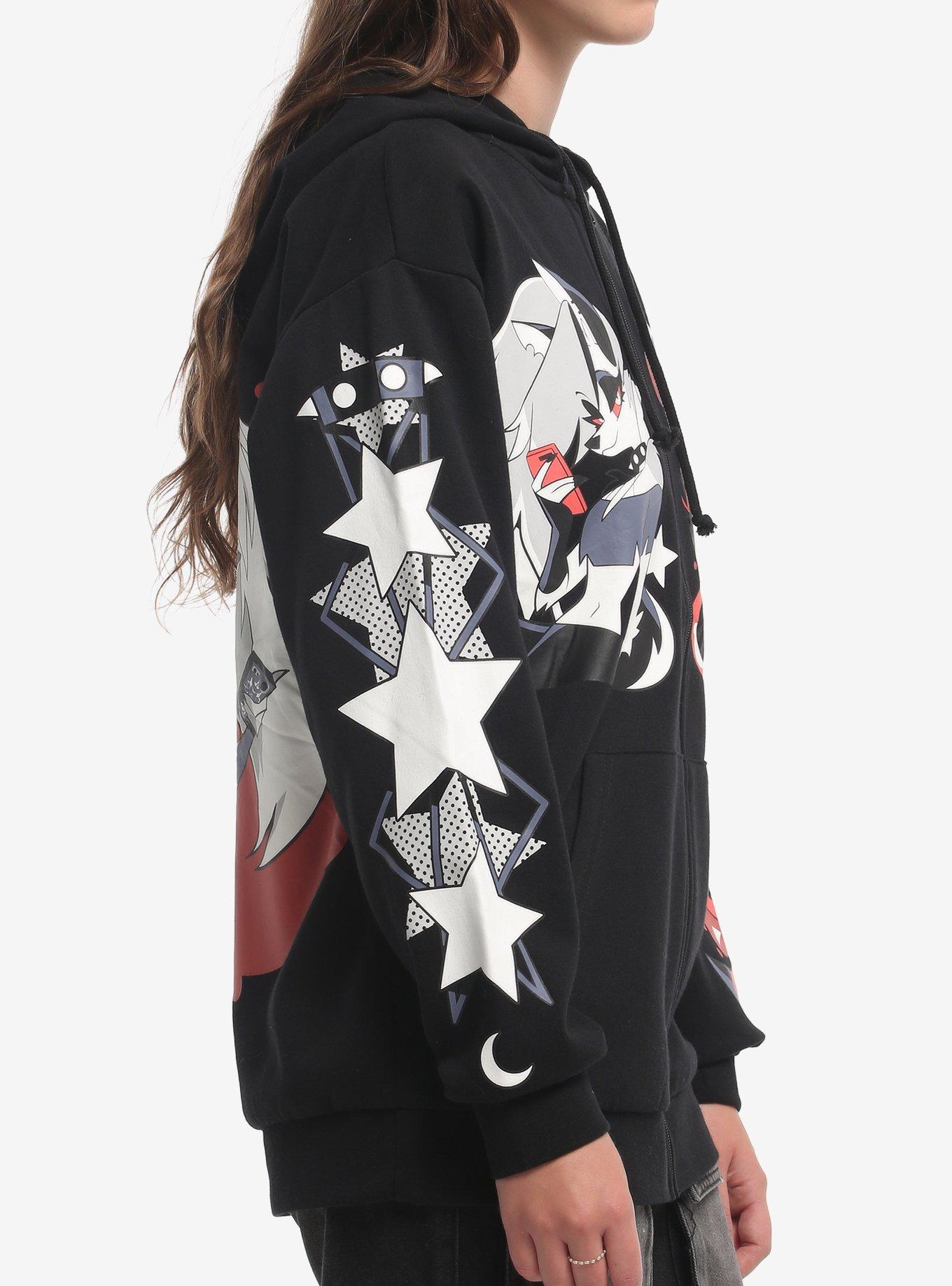 Helluva Boss Loona & Blitz Split Girls Hoodie, BLACK, alternate - view 5