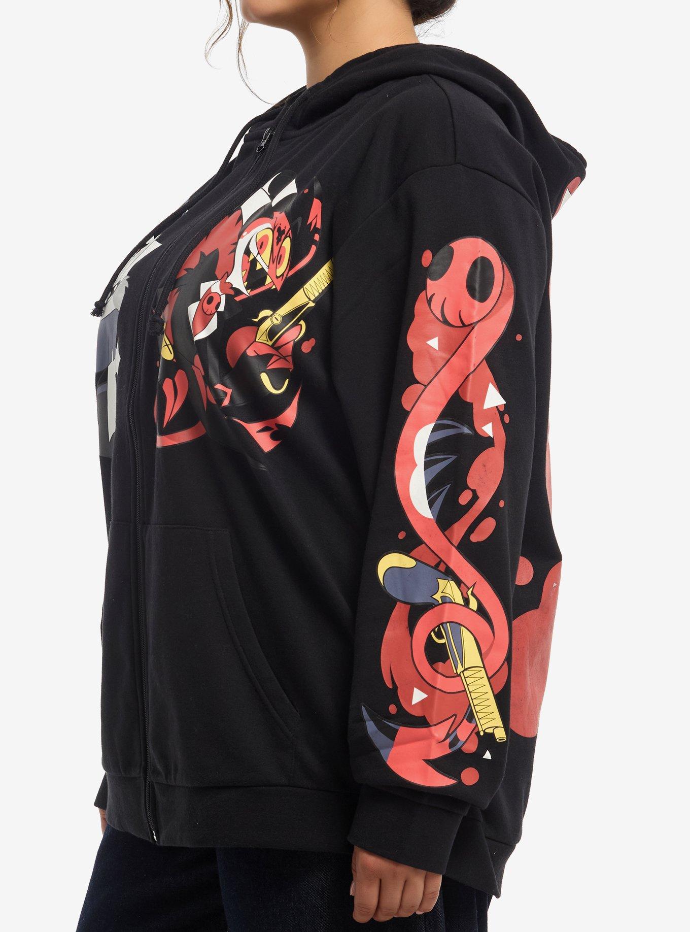 Helluva Boss Loona & Blitz Split Girls Hoodie Plus Size, BLACK, alternate - view 4