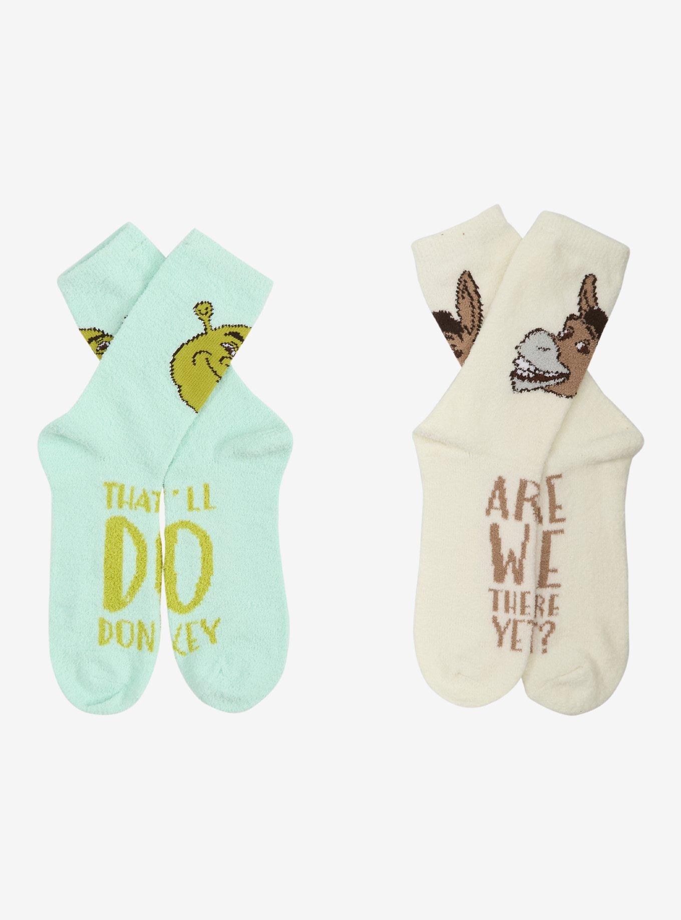 Shrek Donkey Quotes Fuzzy Socks 2 Pair, , hi-res