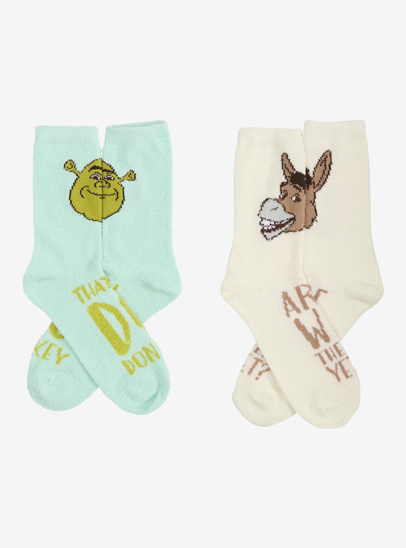 Shrek Donkey Quotes Fuzzy Socks 2 Pair, , alternate - view 3