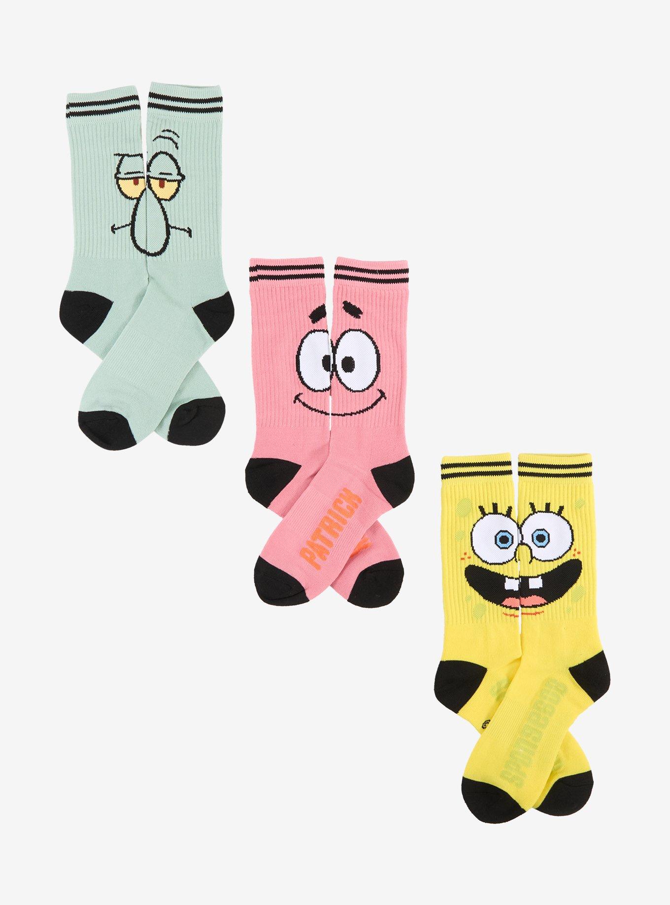 SpongeBob SquarePants Trio Faces Crew Socks 3 Pair, , hi-res