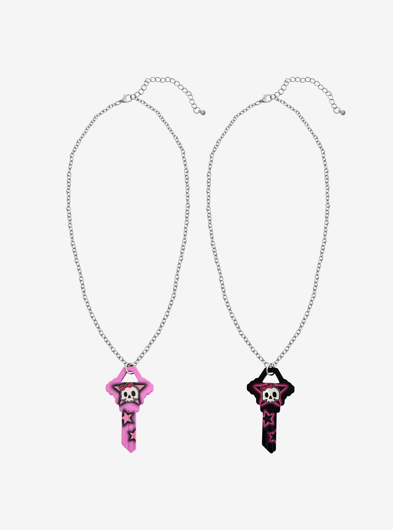 Skull & Crossbones Star Key Best Friend Necklace Set, , hi-res