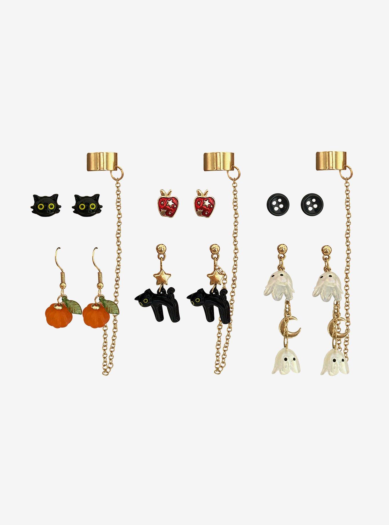Thorn & Fable Fall Icon Ghost Cat Earring Set, , hi-res