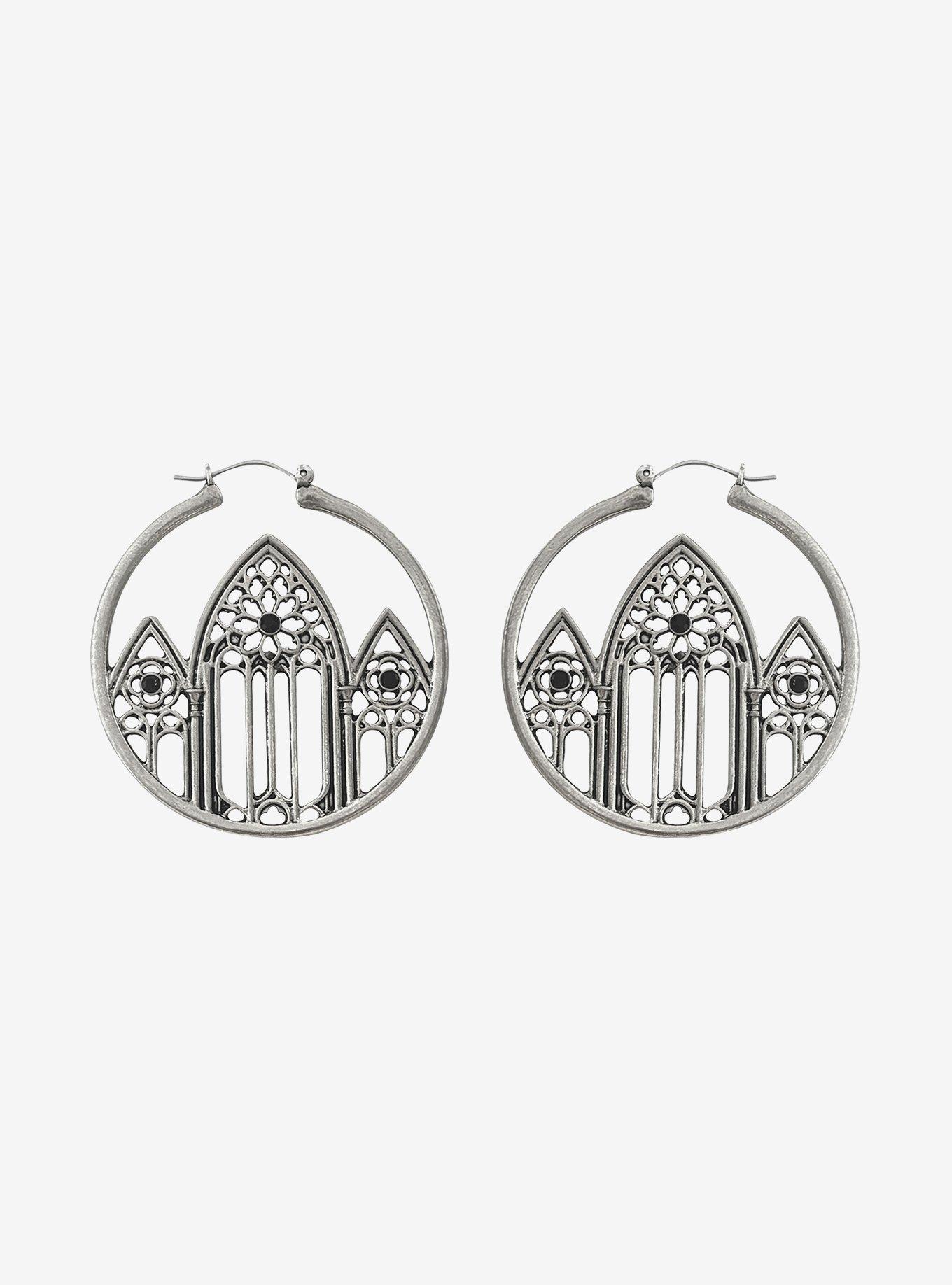 Cosmic Aura Gothic Cathedral Hoop Earrings, , hi-res