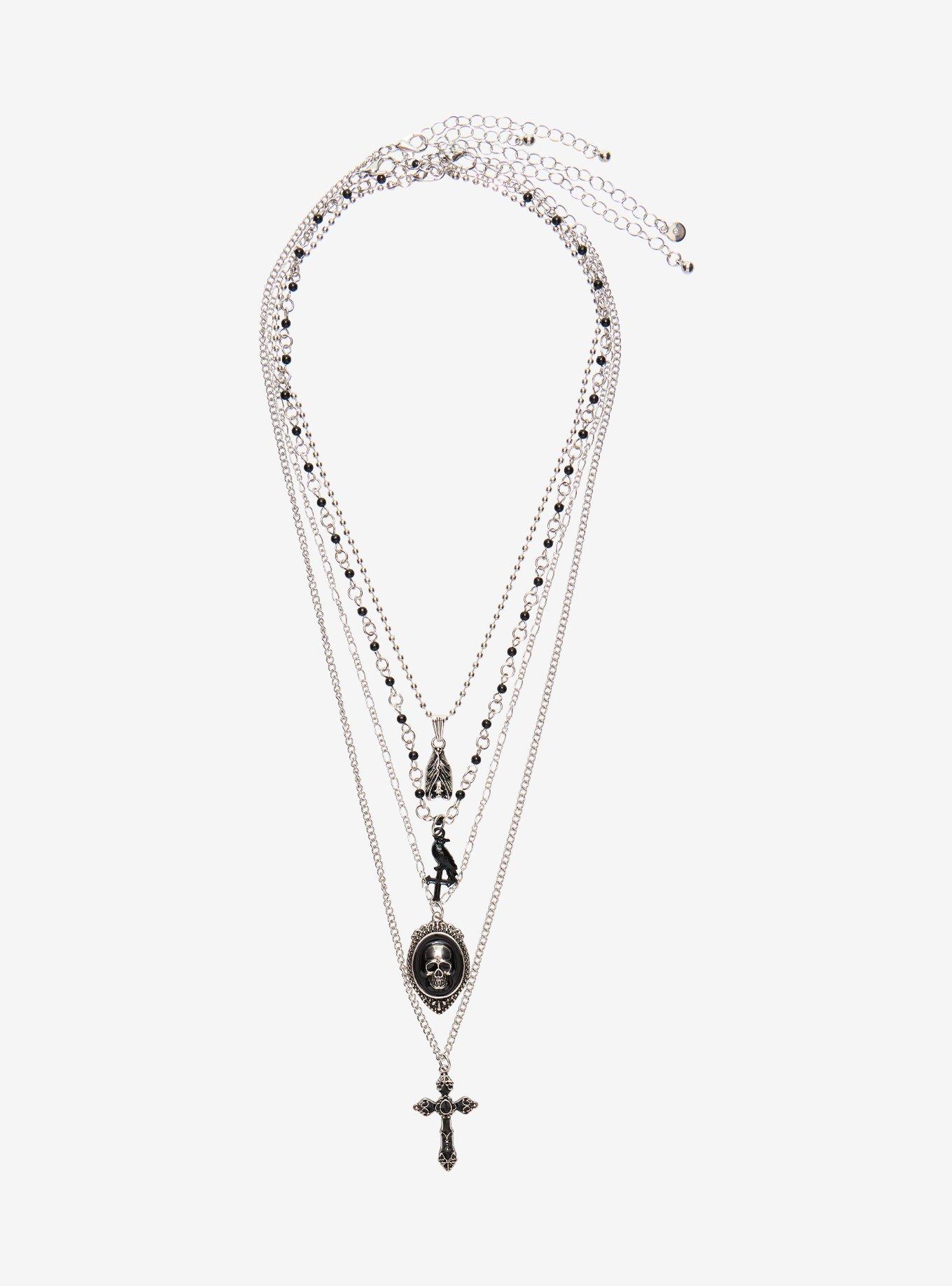 Cosmic Aura Skull Frame Bat Necklace Set, , hi-res