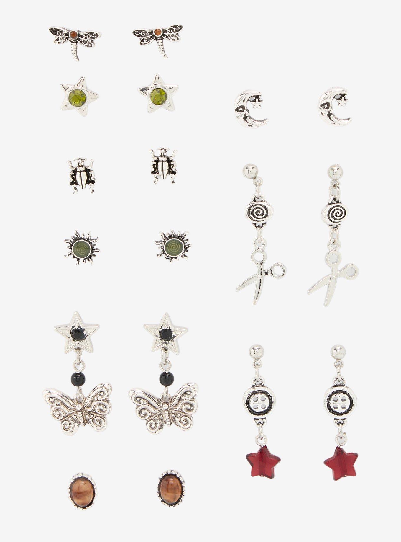 Thorn & Fable Dragonfly Grunge Forest Stud Earring Set, , hi-res