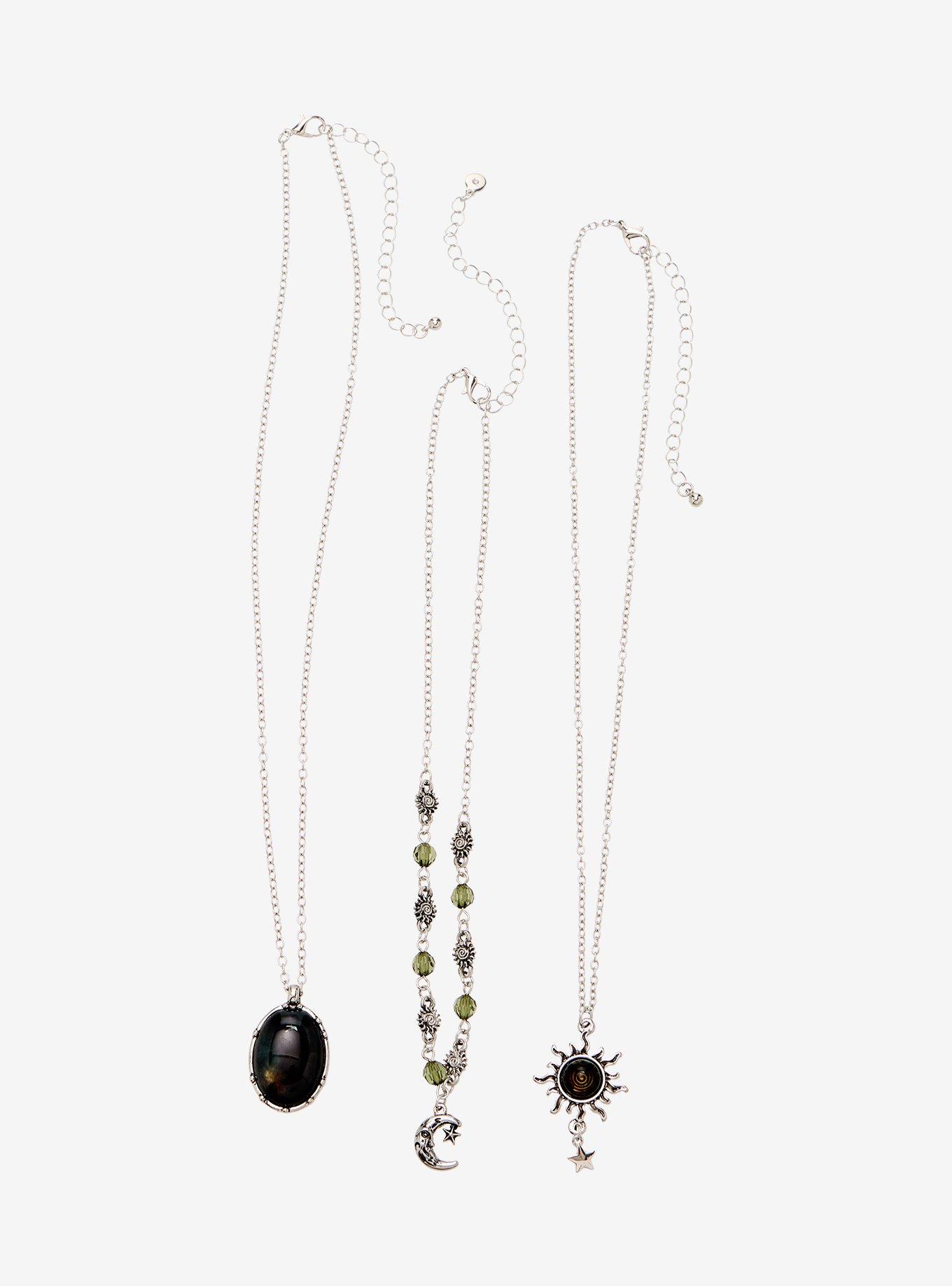 Thorn & Fable Dark Stone Celestial Necklace Set, , hi-res