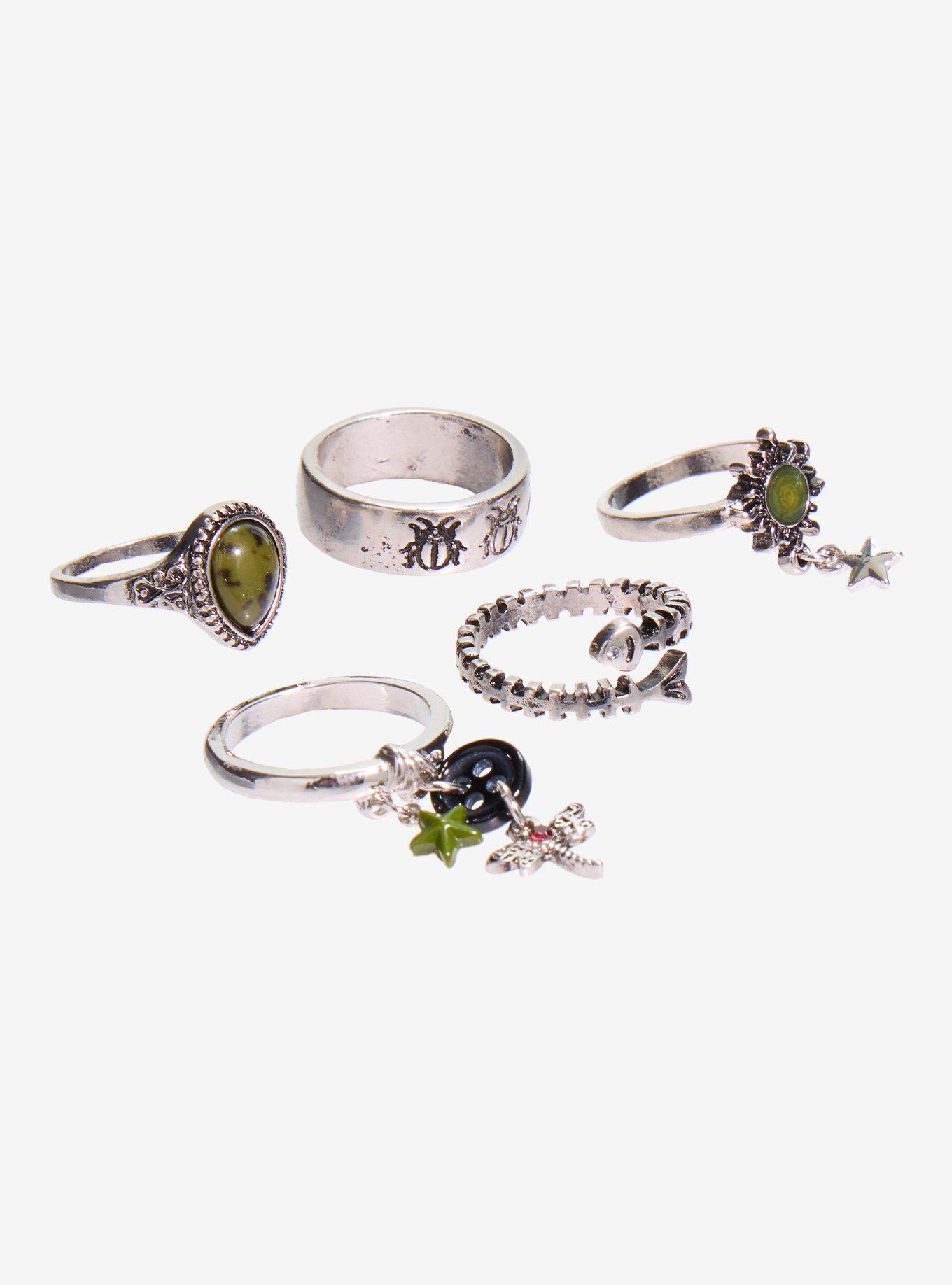 Thorn & Fable Whimsical Grunge Ring Set, , alternate - view 4