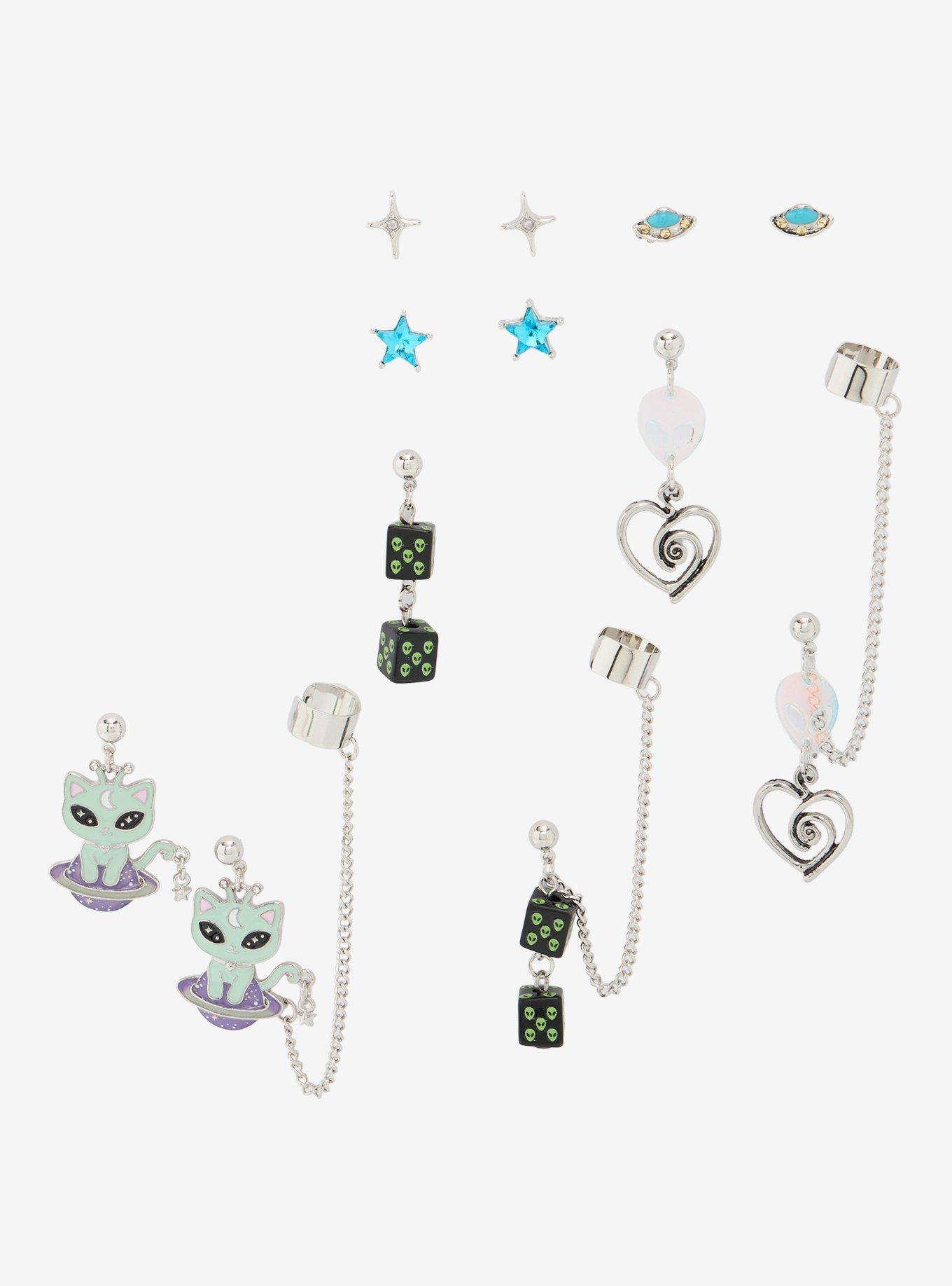 Alien Cat Icon Cuff Earring Set, , hi-res