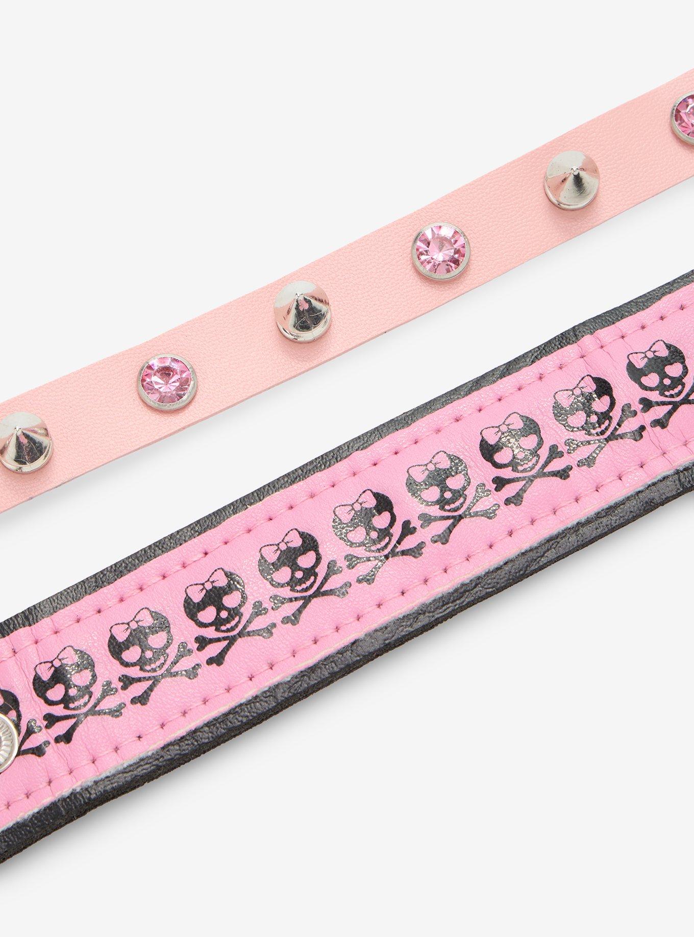 Pink Skull & Crossbones Faux Leather bracelet Set, , alternate - view 3