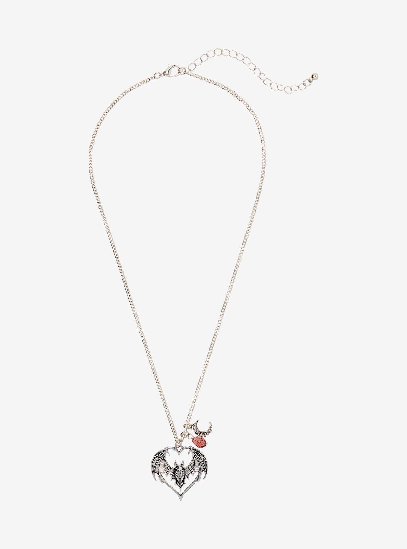 Cosmic Aura Bat Heart Celestial Pendant Necklace, , hi-res