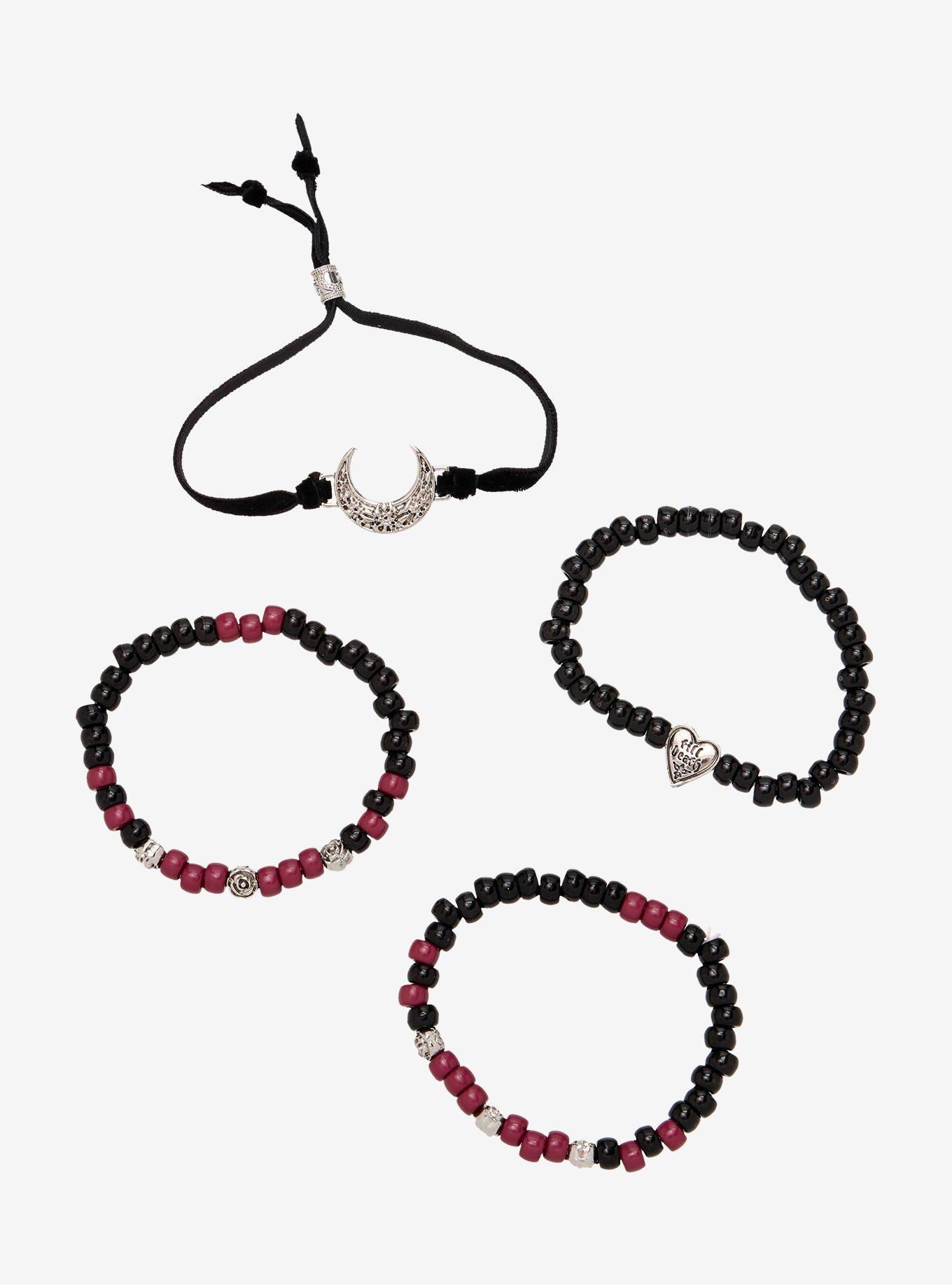Cosmic Aura Moon Heart Bead Bracelet Set, , hi-res