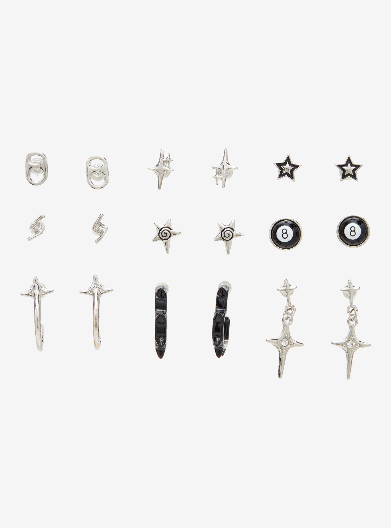Social Collision Star Heart 8-Ball Earring Set, , hi-res