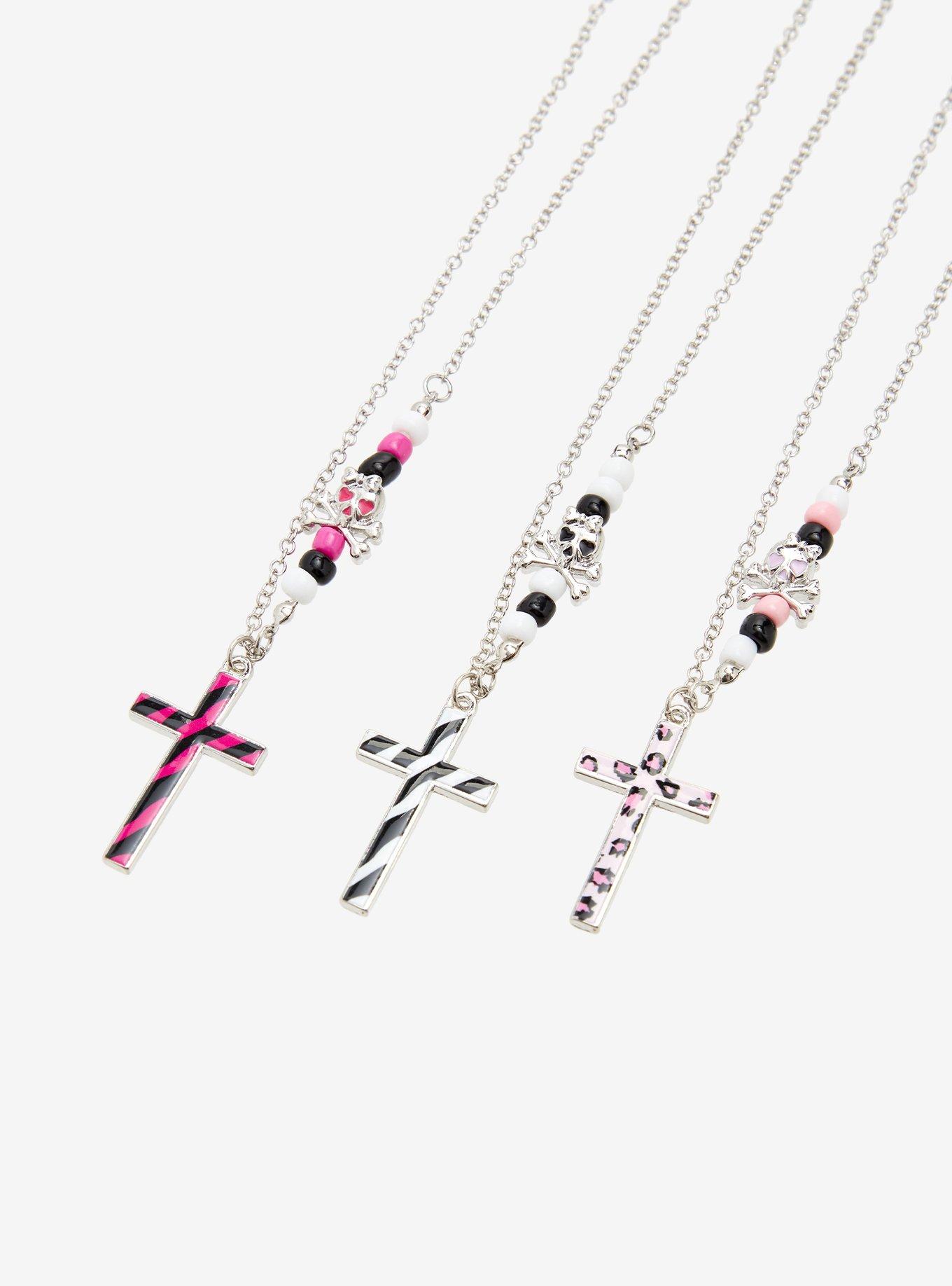 Animal Print Cross Best Friend Necklace Set, , alternate - view 3