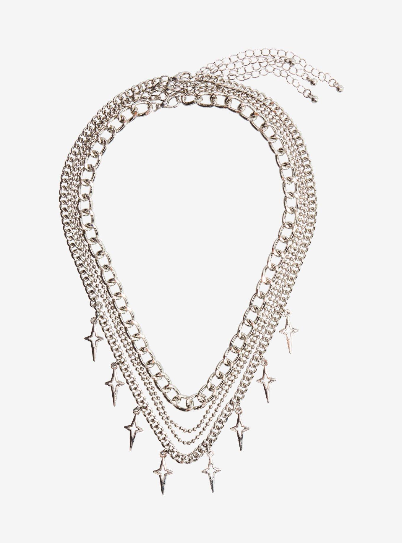 Social Collision Pointed Star Chain Necklace Set, , hi-res