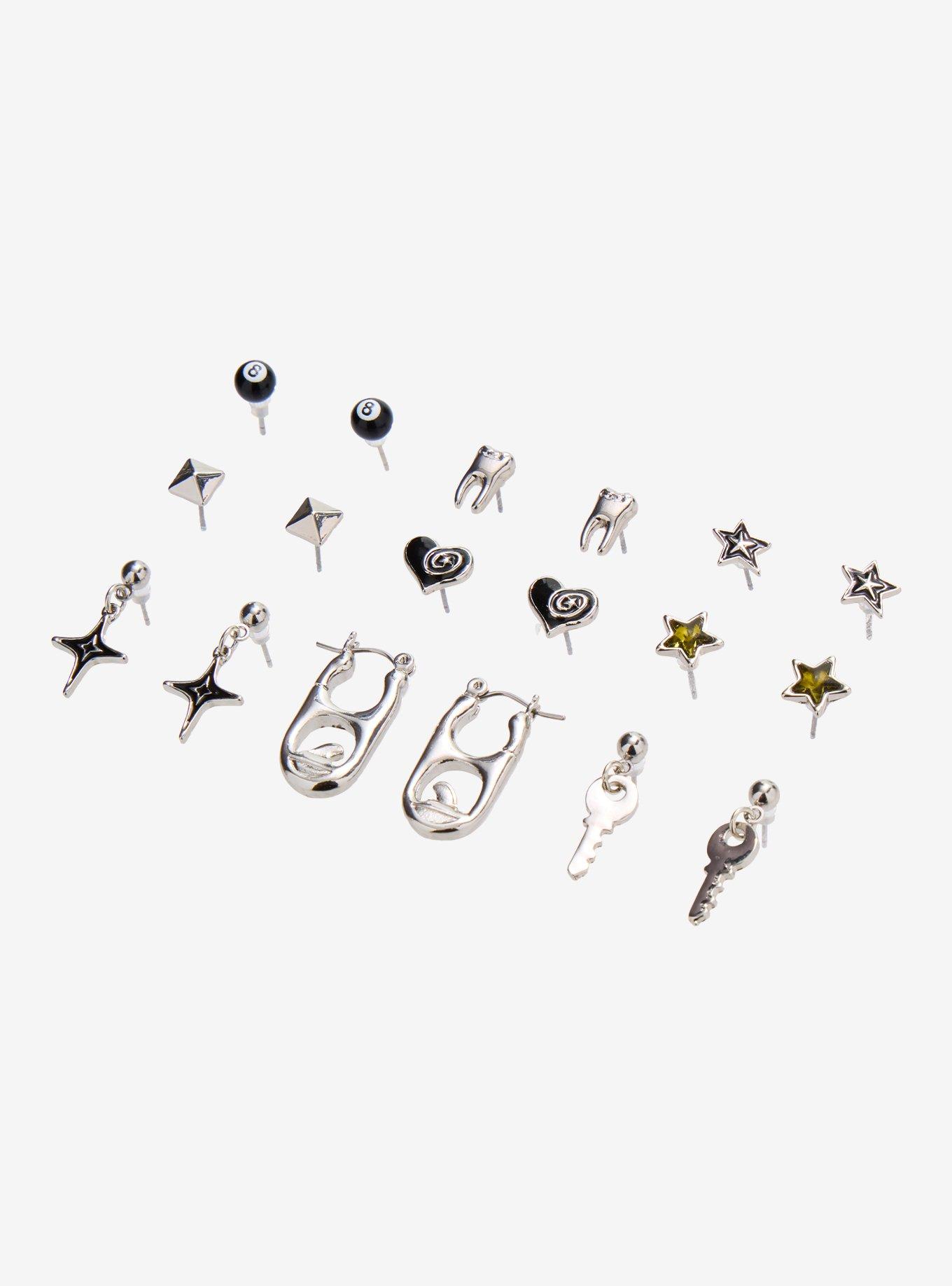 Social Collision Star Heart Key Stud Earring Set, , alternate - view 3