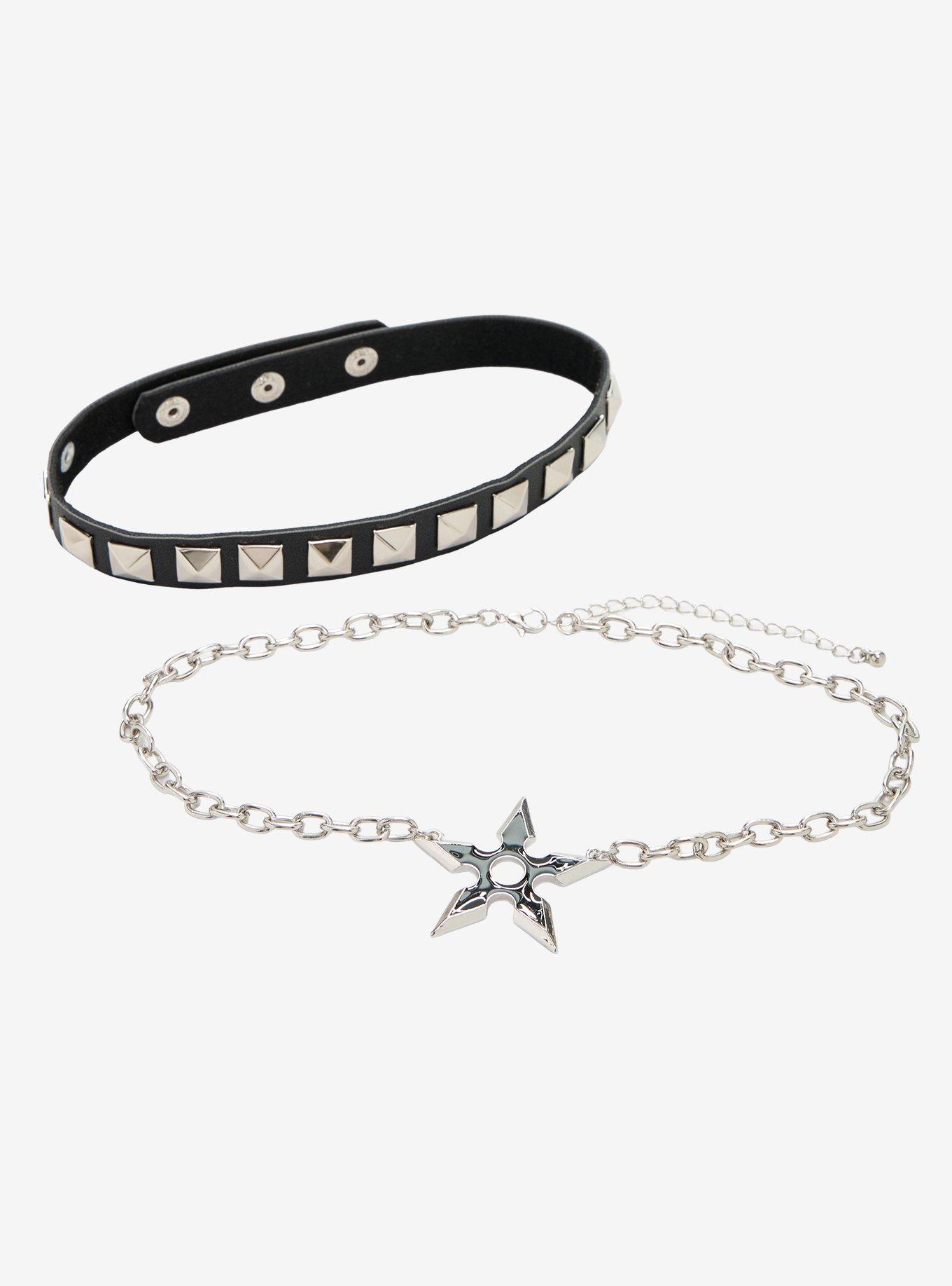 Social Collision Shuriken Star Stud Necklace Set, , hi-res