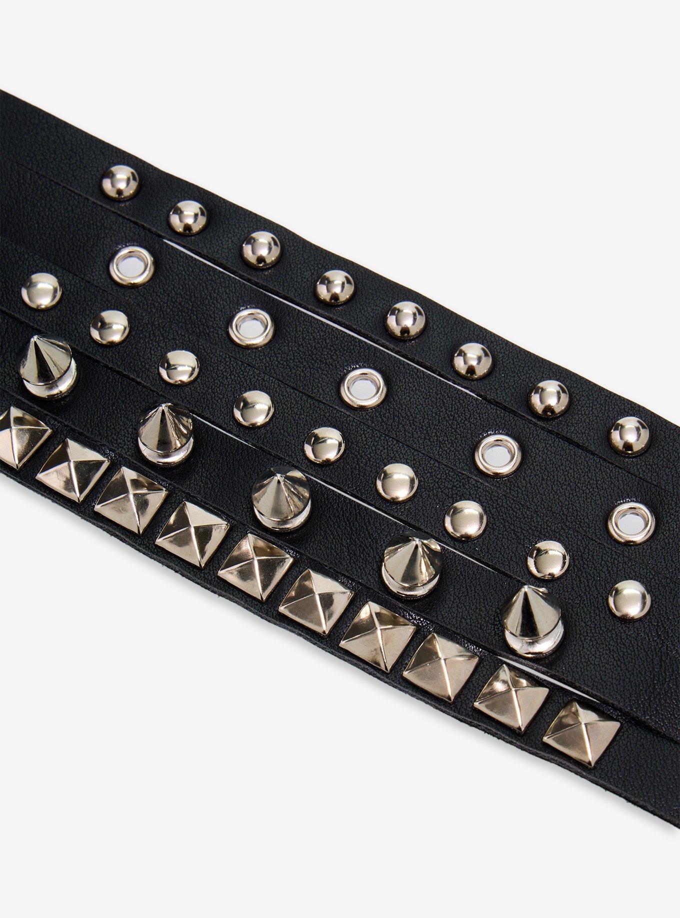 Social Collision Spike Grommet Cuff Bracelet, , hi-res