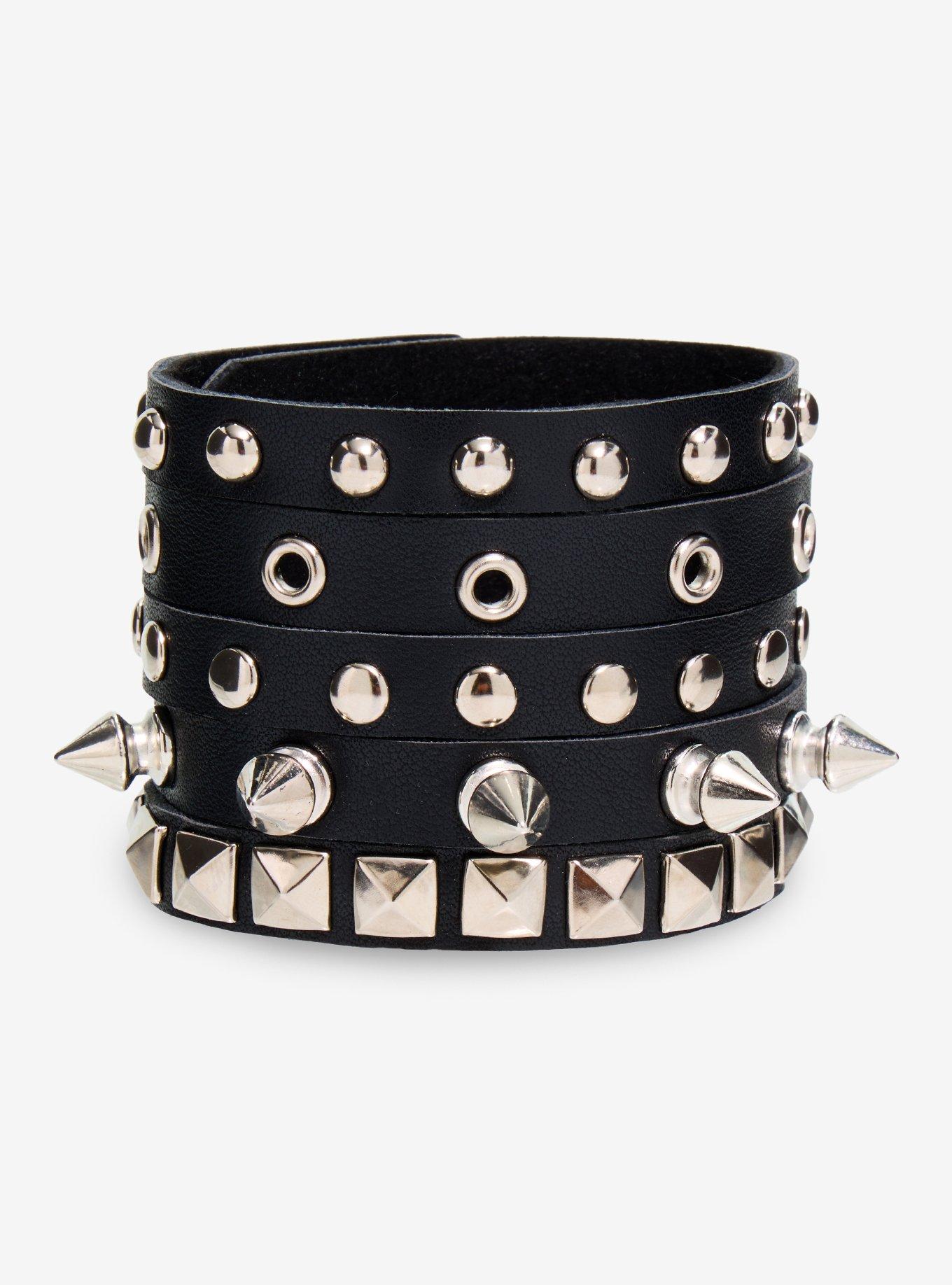 Social Collision Spike Grommet Cuff Bracelet, , alternate - view 3