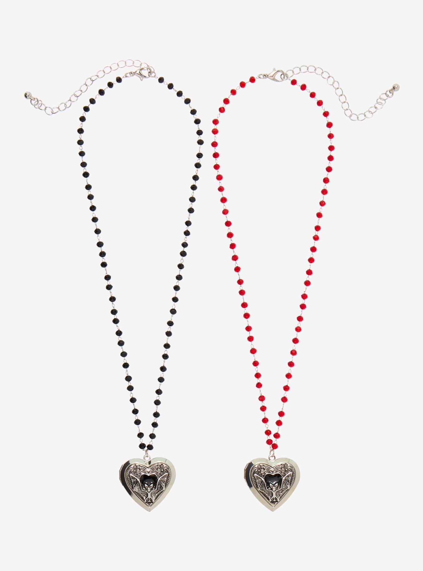 Cosmic Aura Bat Heart Locket Best Friend Necklace Set, , hi-res