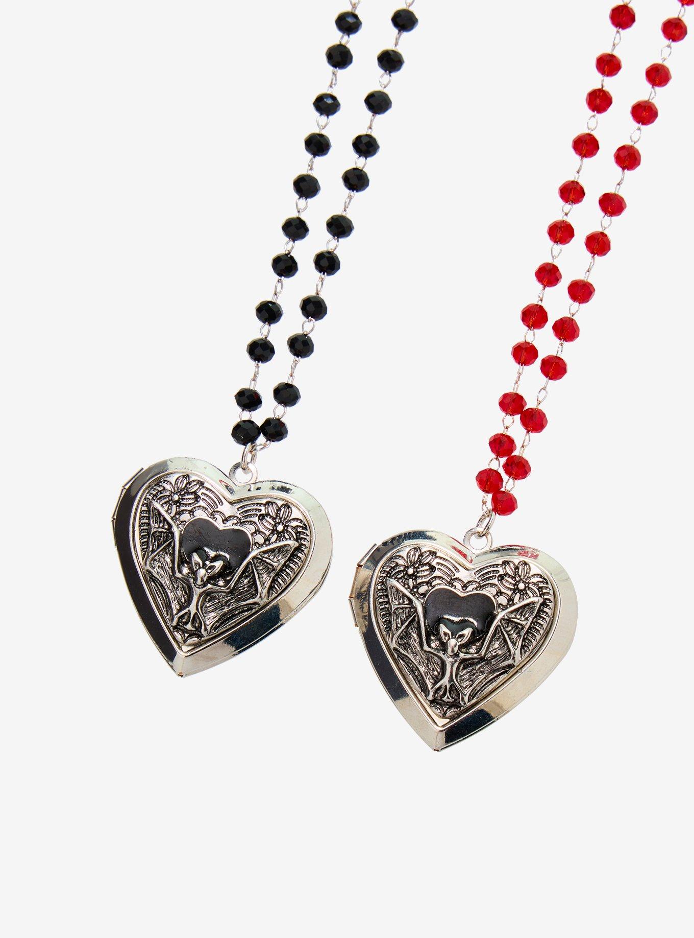 Cosmic Aura Bat Heart Locket Best Friend Necklace Set, , alternate - view 3