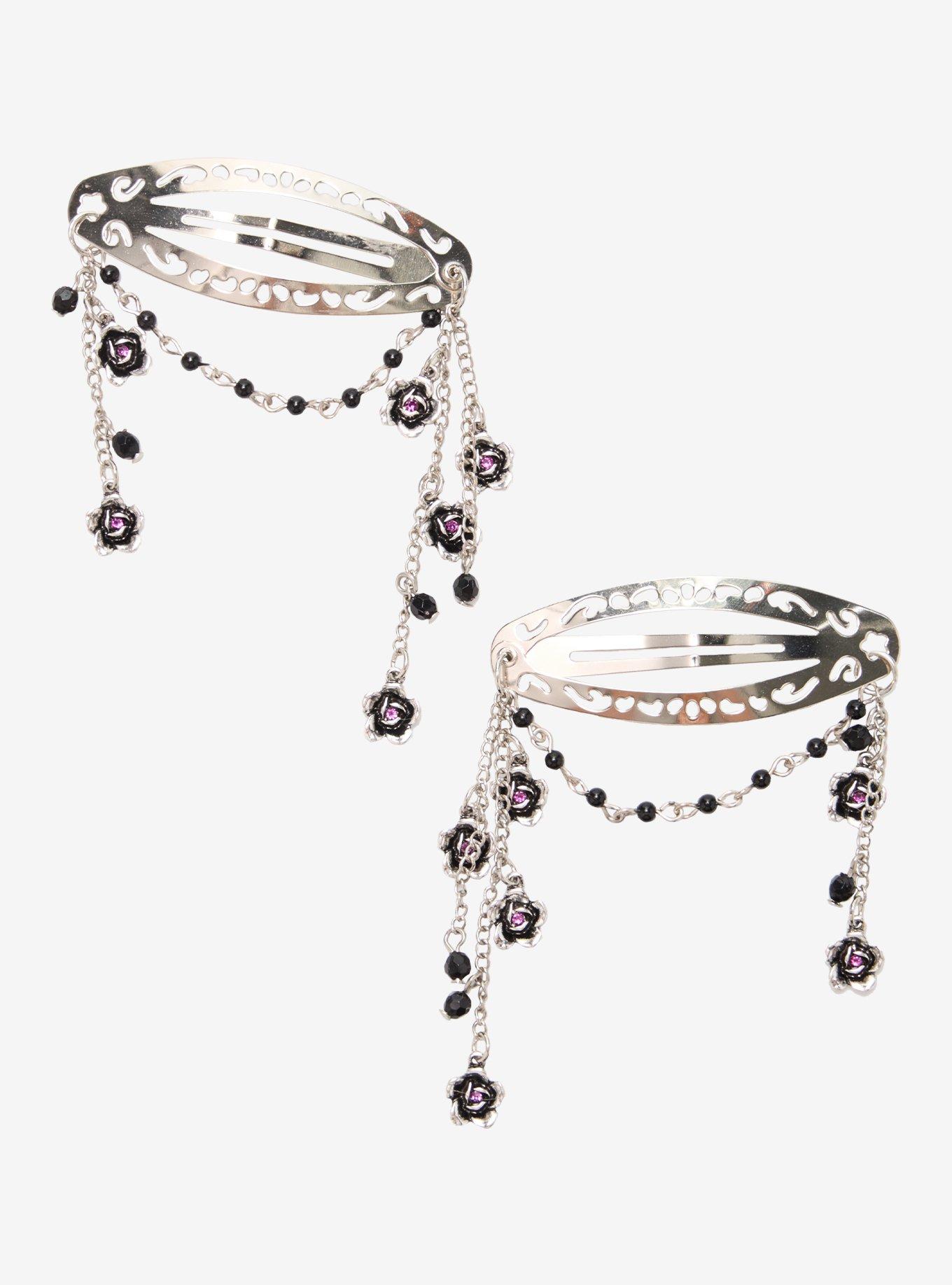 Cosmic Aura Gothic Floral Hair Clip Set, , hi-res