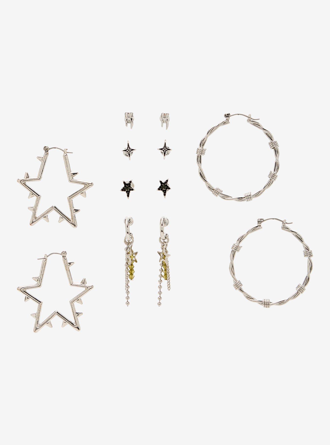 Social Collision Star Barbed Wire Teeth Earring Set, , hi-res