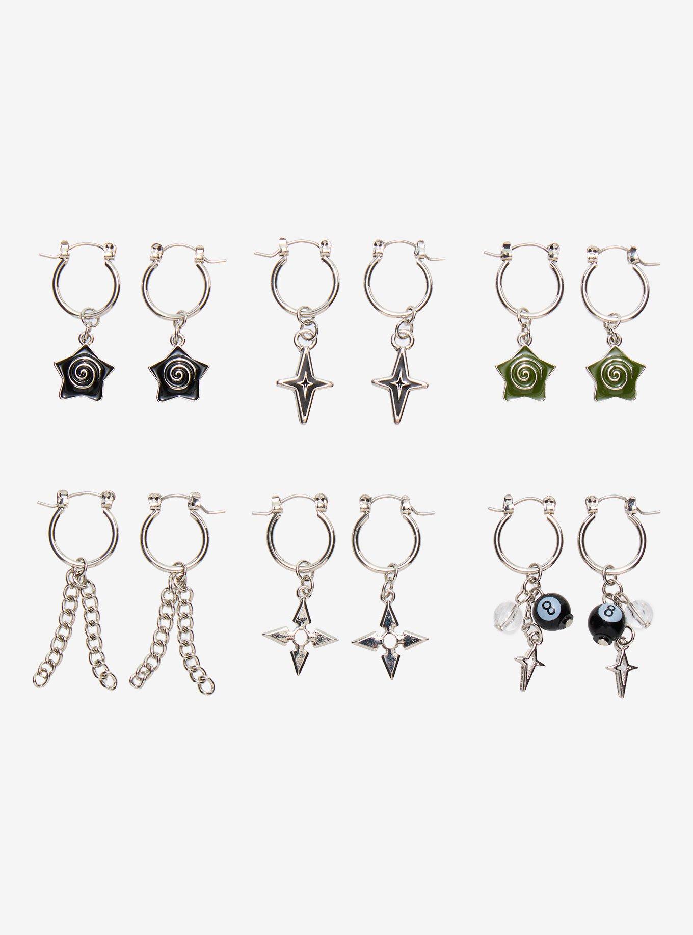 Social Collision Spiral Star Charm Earring Set, , hi-res