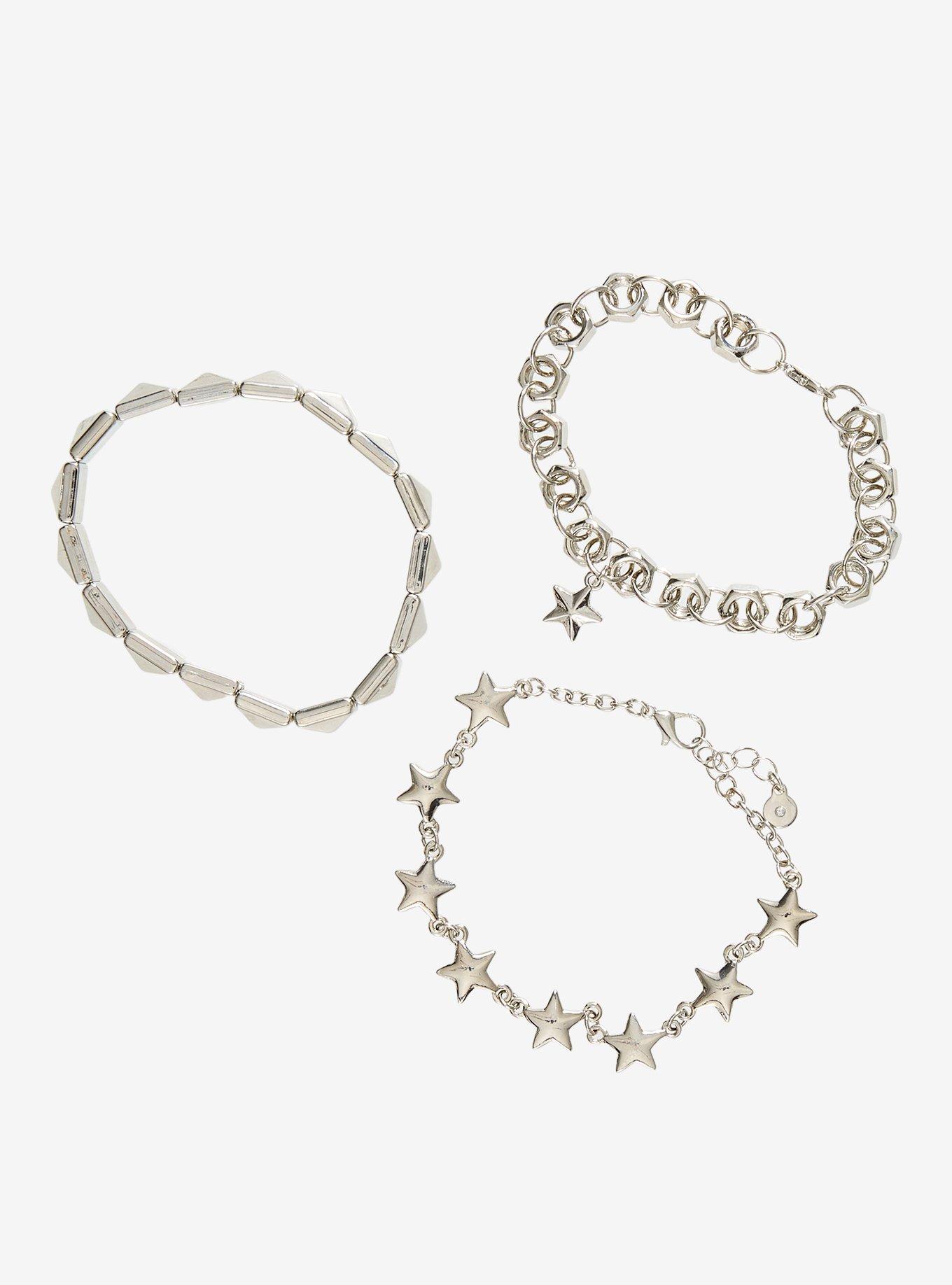 Social Collision Pyramid Stud Star Bracelet Set, , hi-res