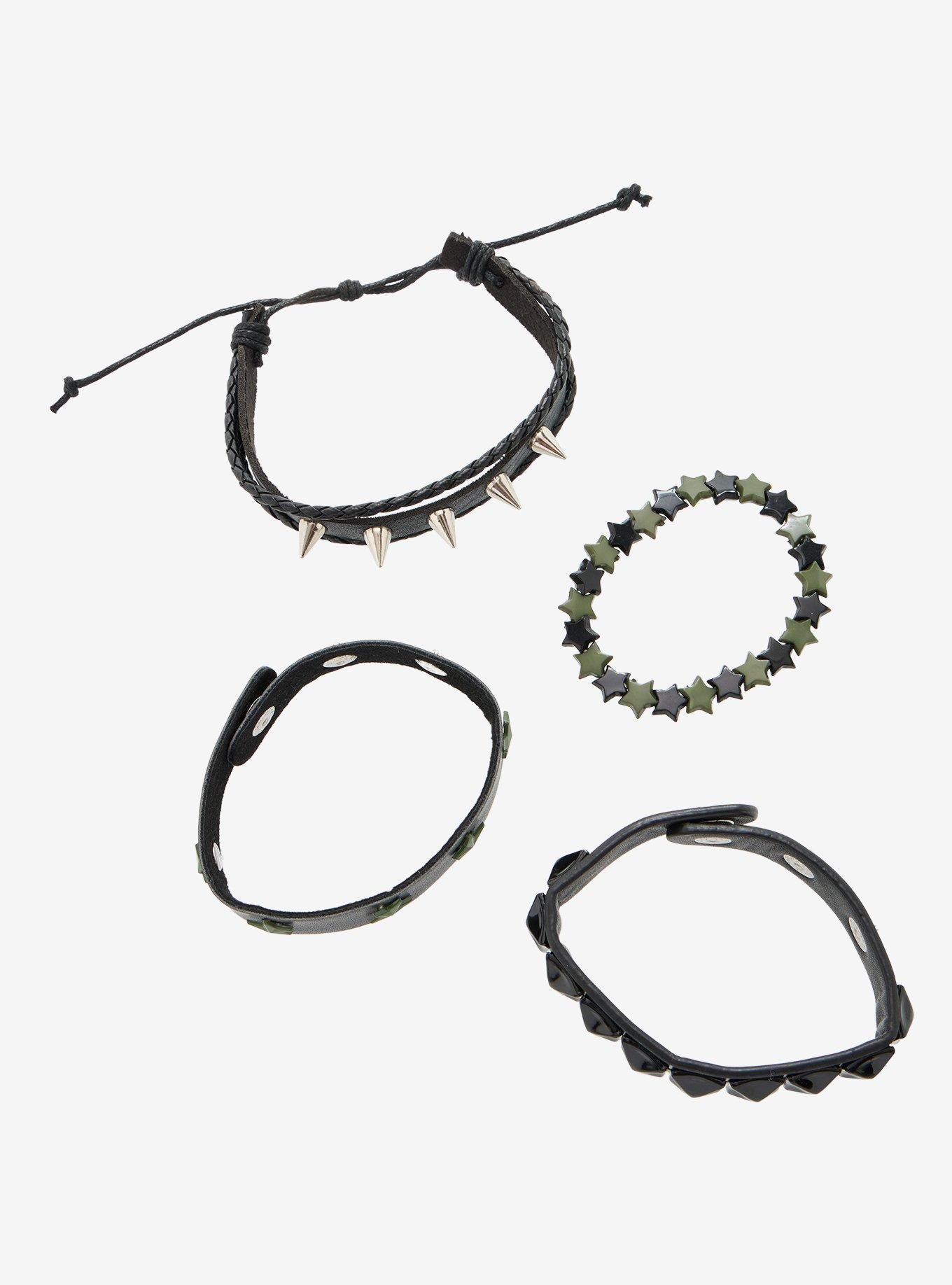 Social Collision Green & Black Stud & Star Bracelet Set, , alternate - view 3