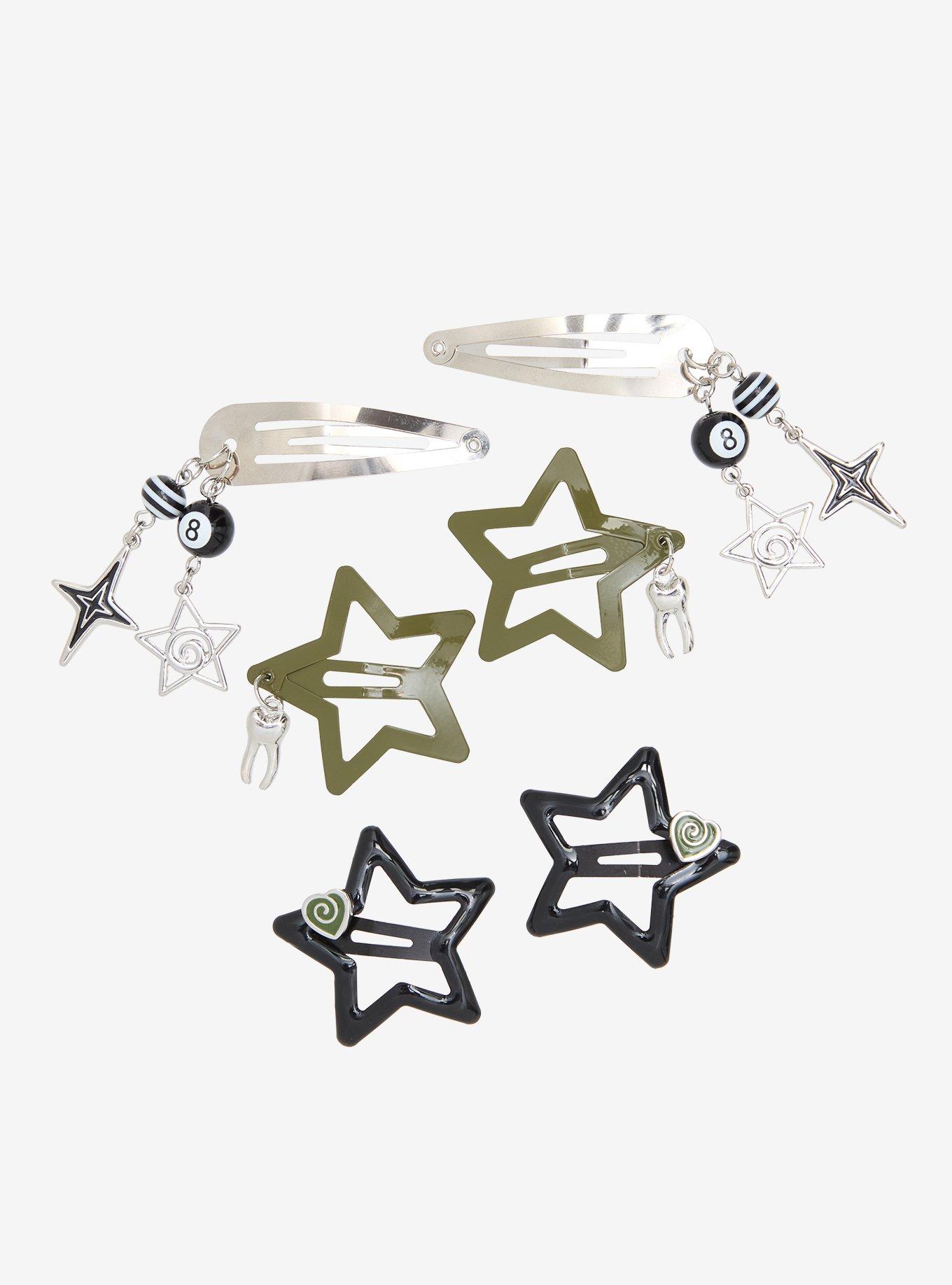 Social Collision 8-Ball Star Hair Clip Set, , hi-res