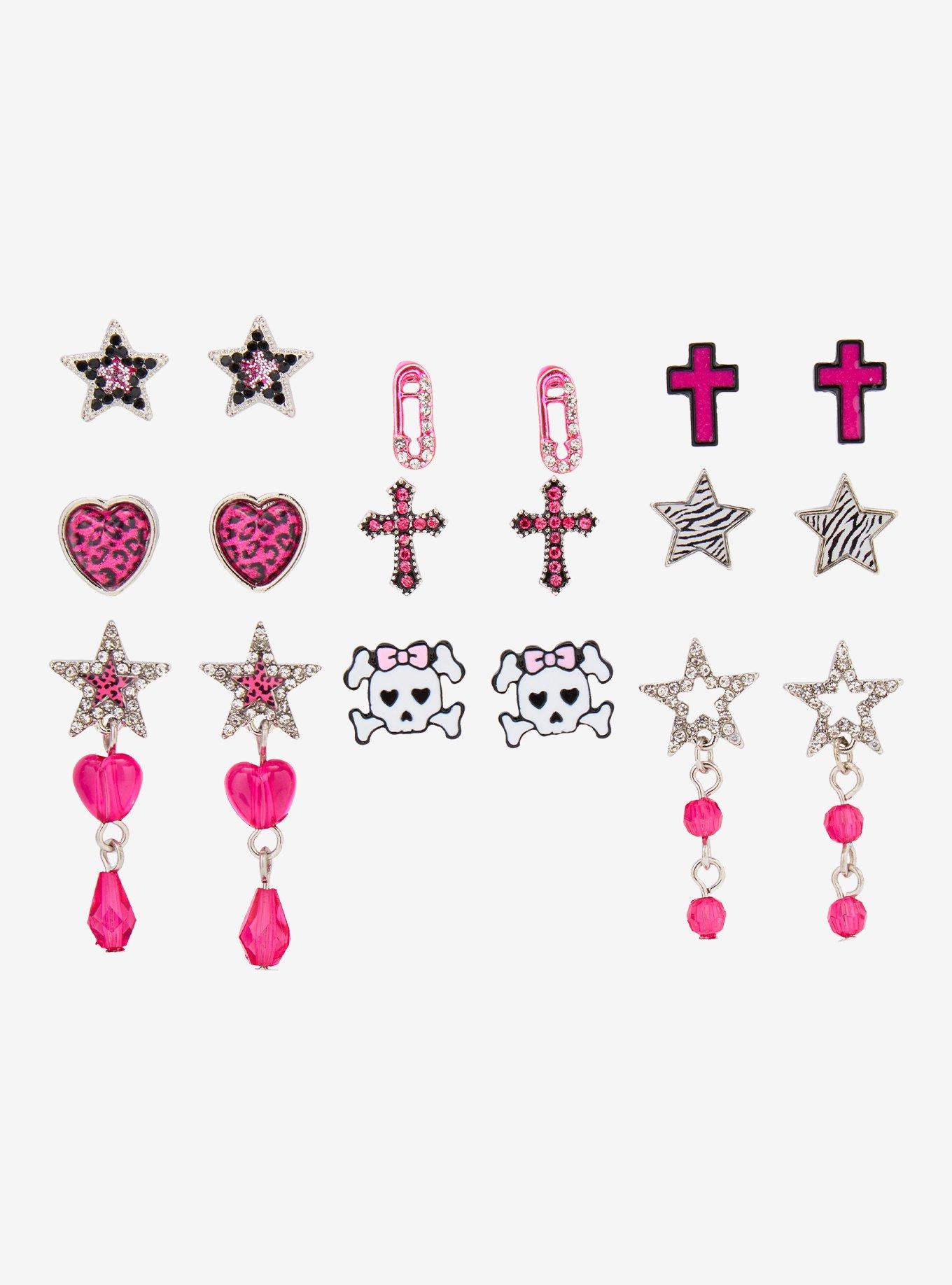 Pink Bling Y2K Icons Earring Set, , hi-res
