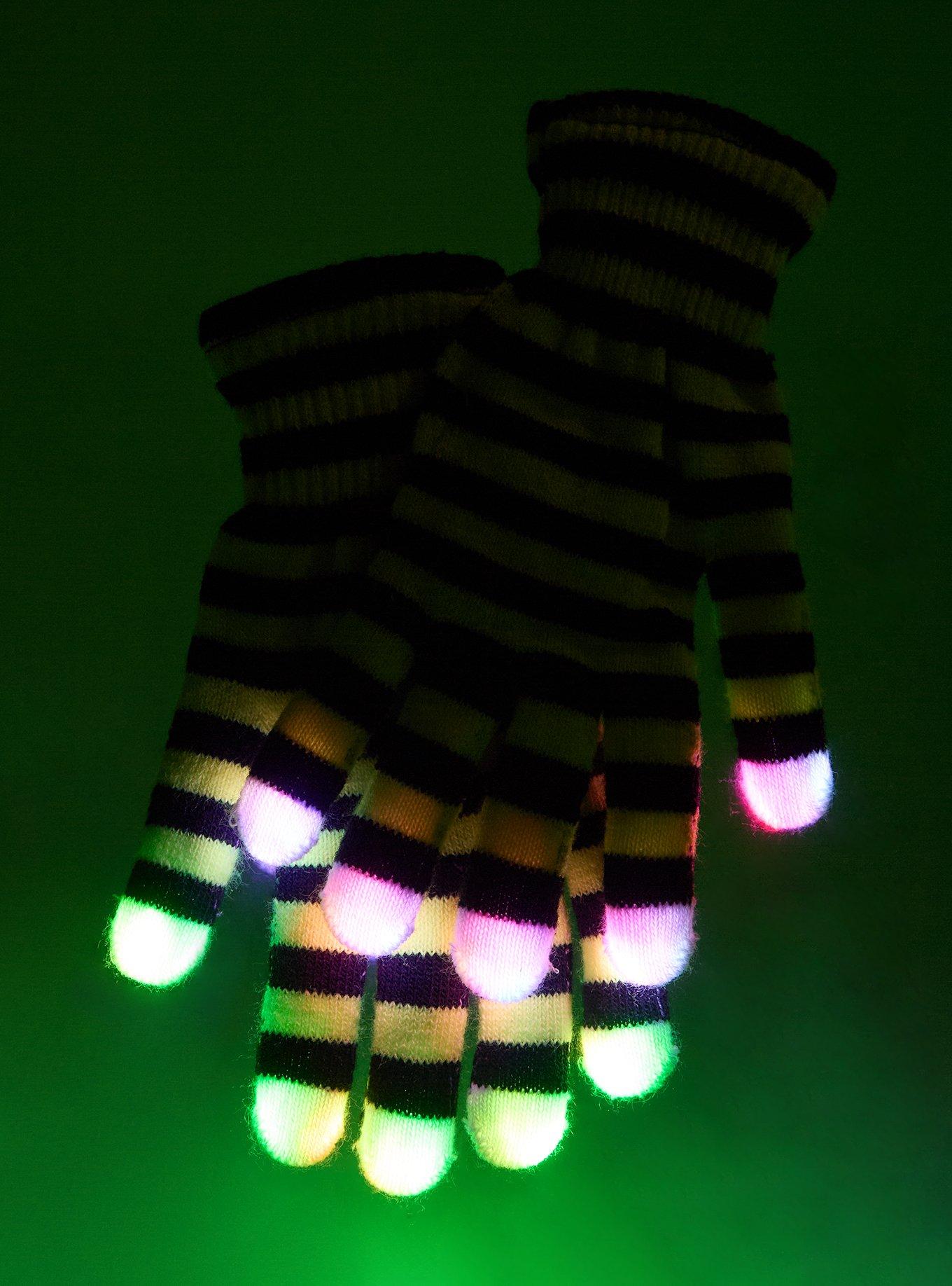 Black & Green Stripe Light-Up Gloves, , alternate - view 3