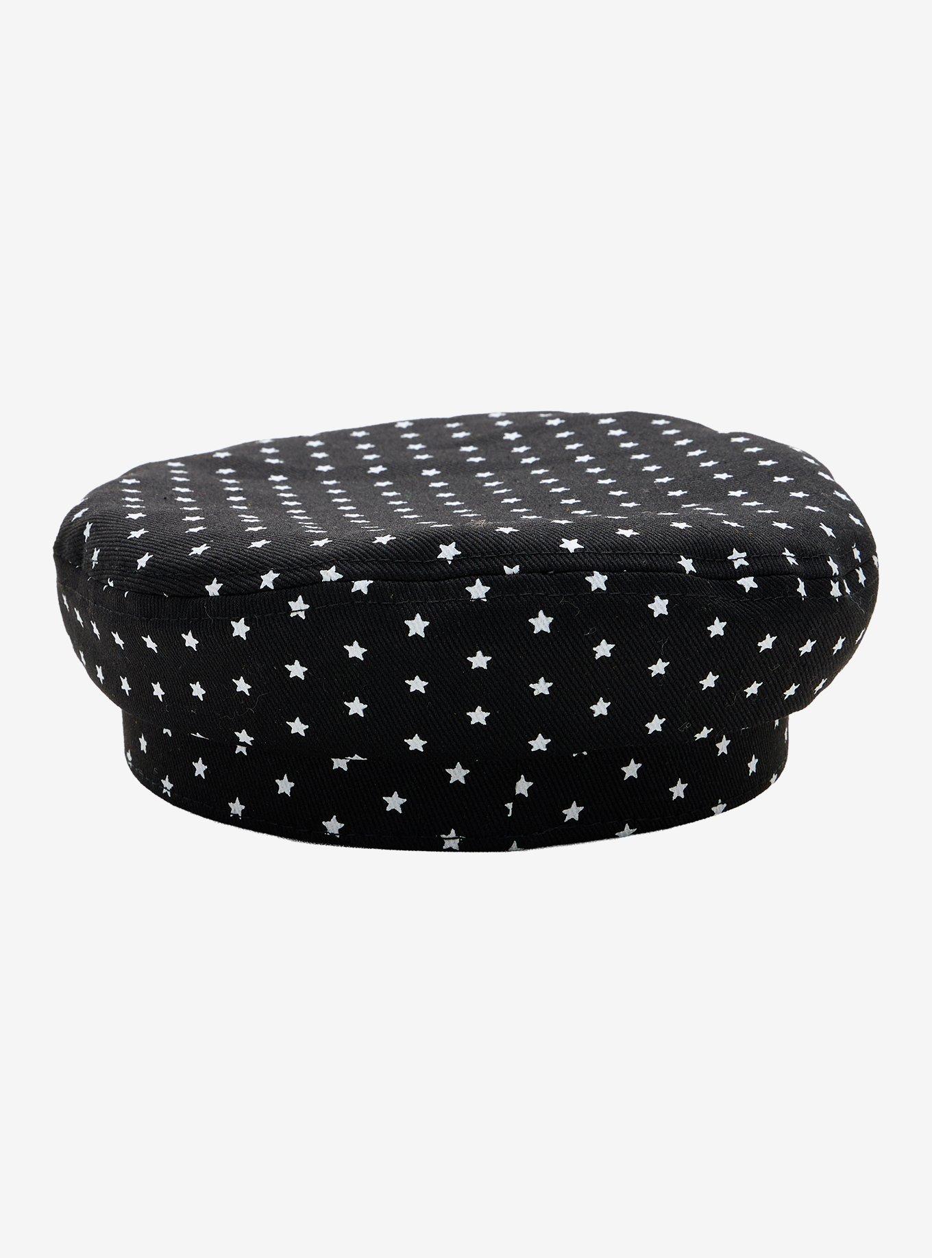 Black & White Star Stud Cabbie Hat, , alternate - view 3