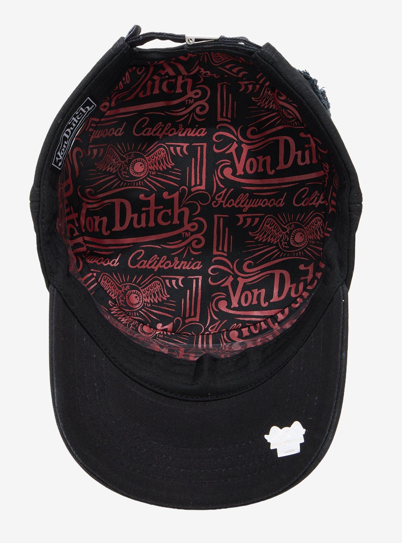 Von Dutch Black & Red Distressed Cadet Hat, , alternate - view 4