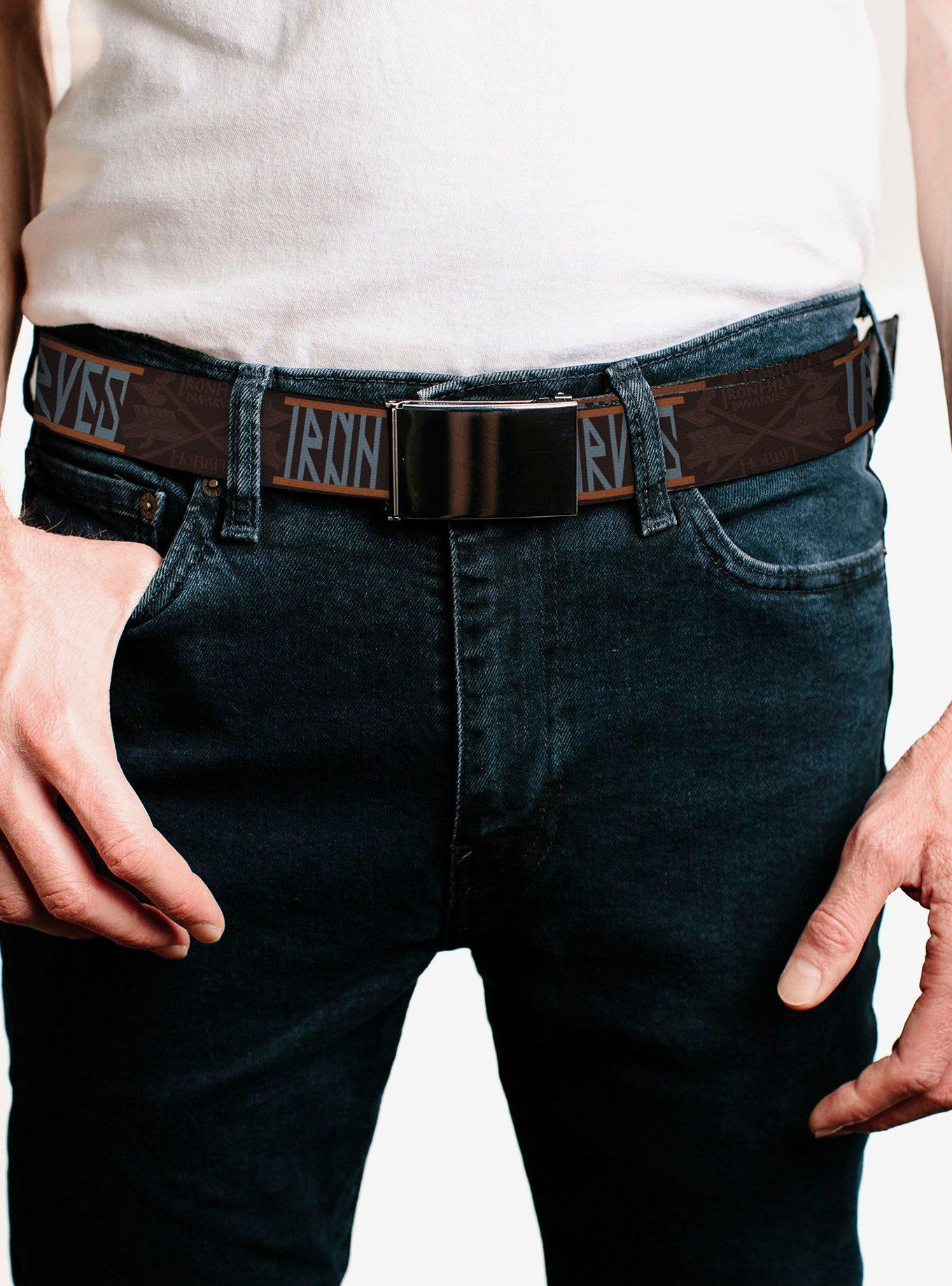 The Hobbit Iron Hill Dwarves Text & Title Browns Clamp Buckle Belt, , hi-res