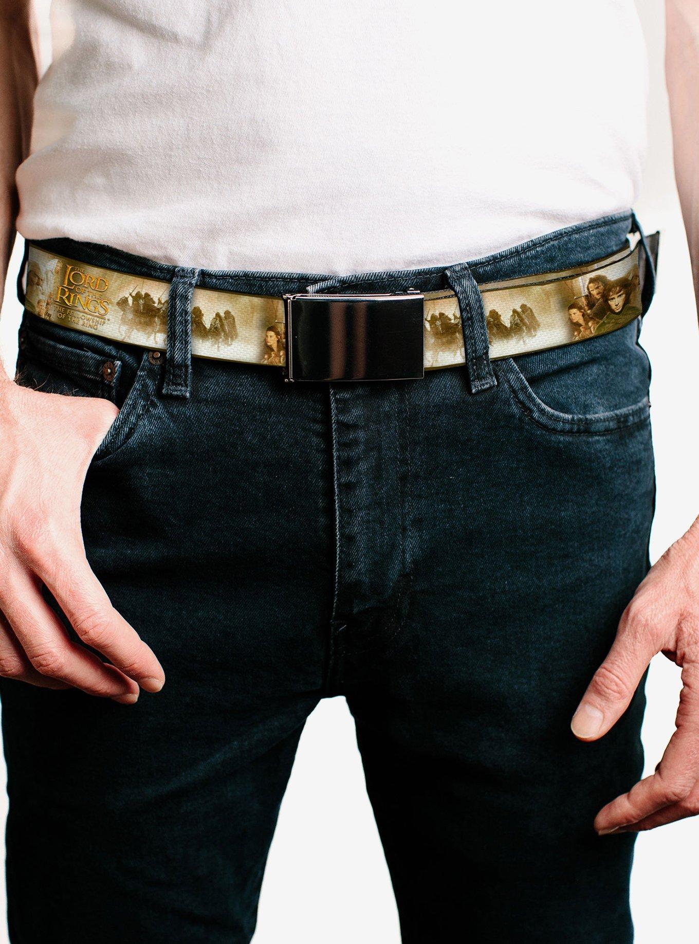 The Lord of the Rings Fellowship of the Rings Scenes & Logo Clamp Buckle Belt, , hi-res