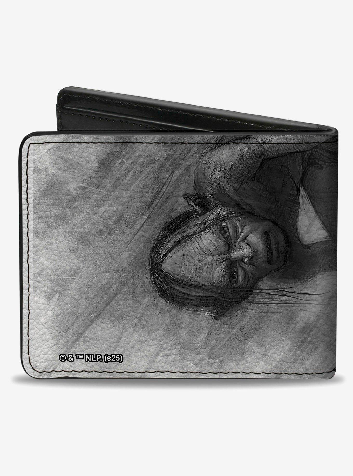 The Hobbit Gollum Pose Sketch Gold Bifold Wallet, , hi-res