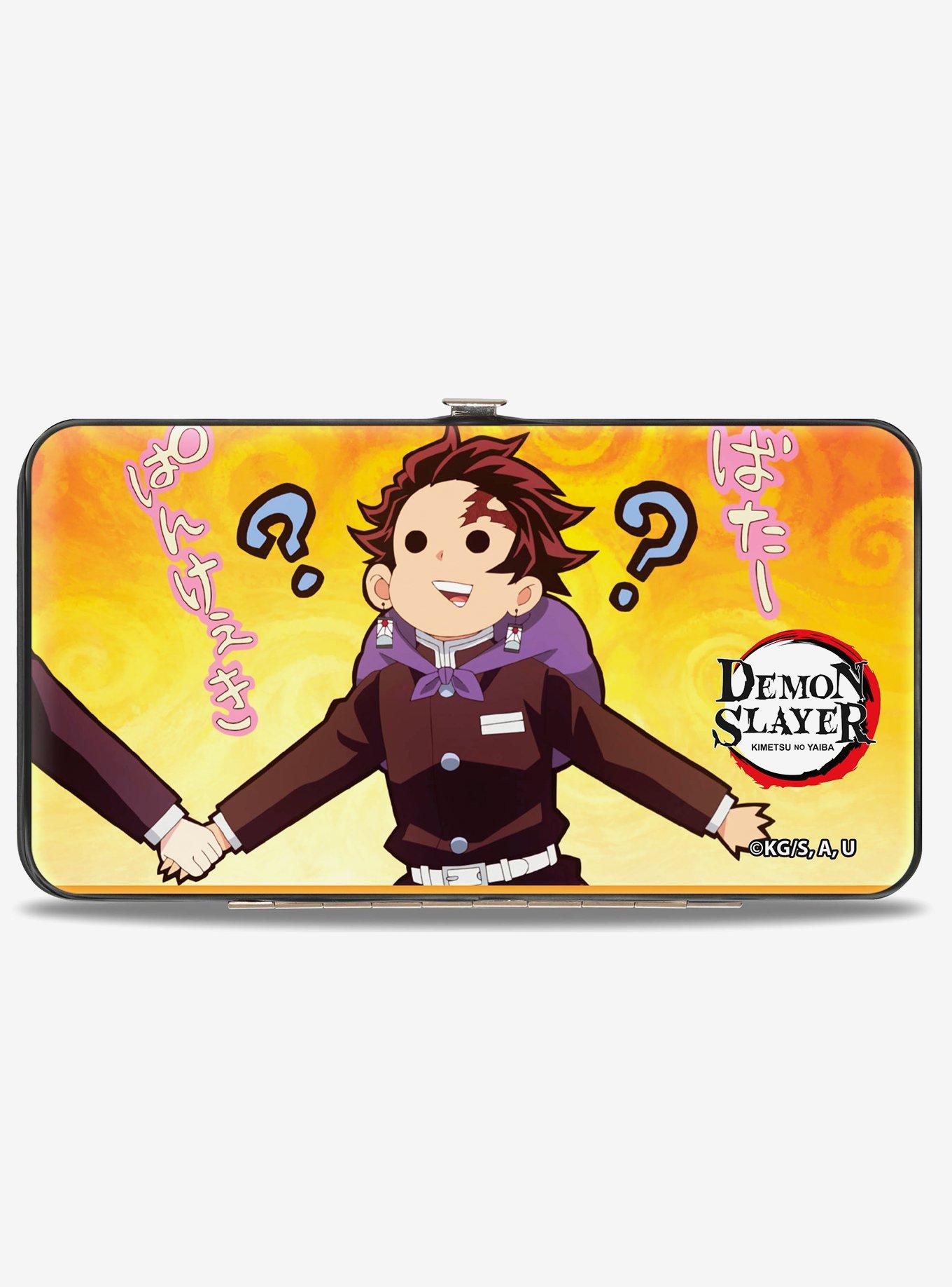 Demon Slayer Mitsuri and Tanjiro Holding Hands Poses & Logo Hinged Wallet, , hi-res